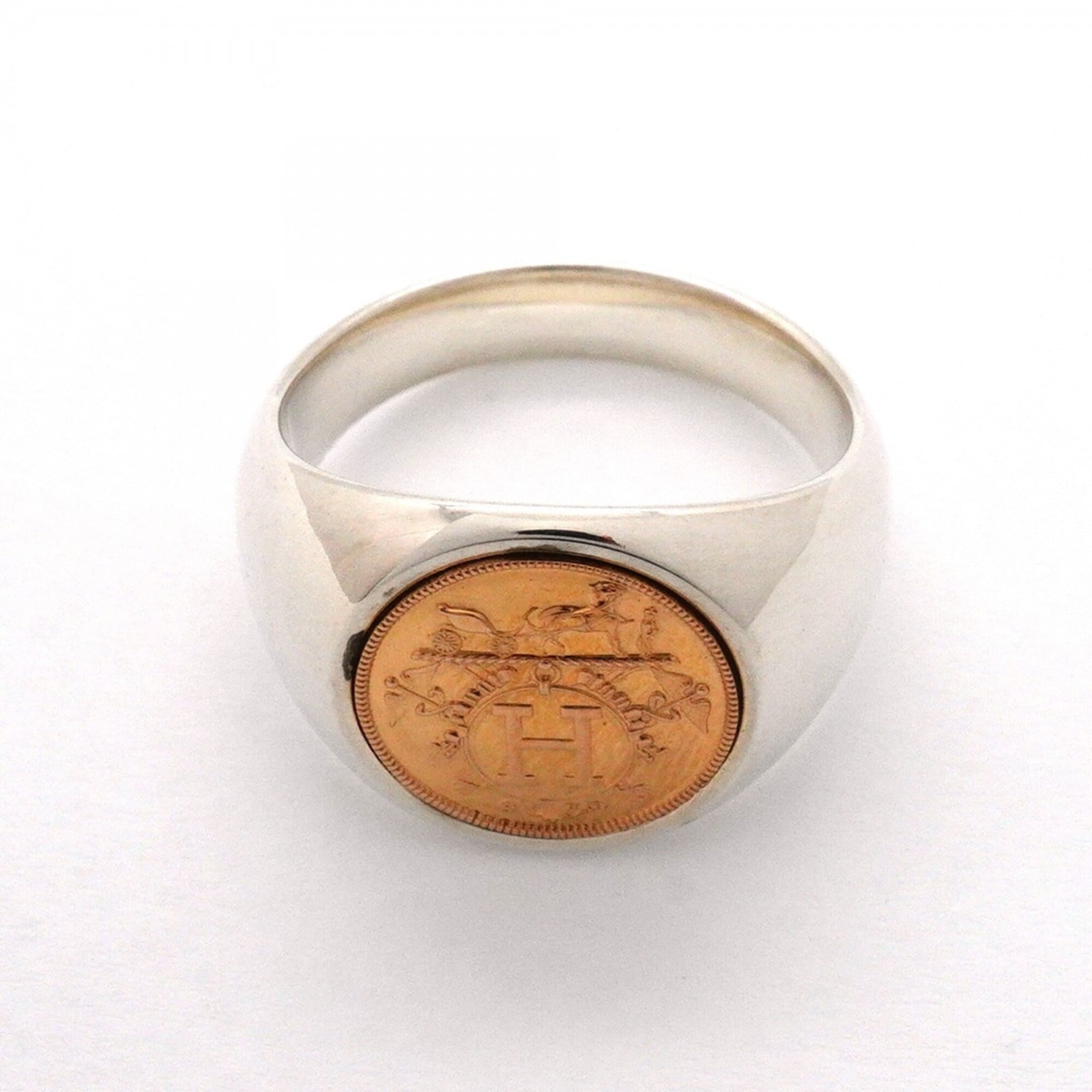 Hermes Pink Gold (18K) Silver 925 Band Ring (Pre-Owned)
