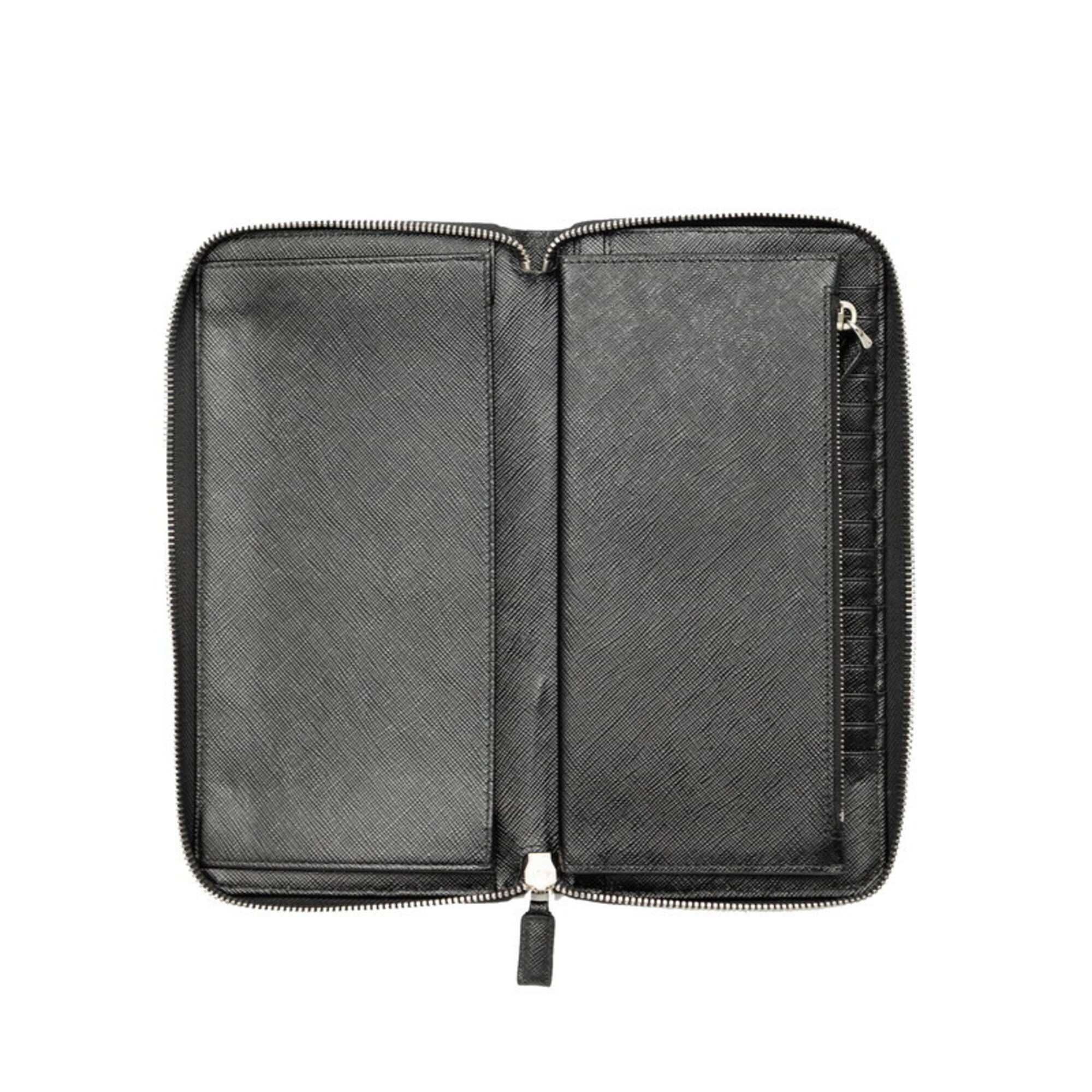 Prada Black Leather Long Wallet (Bi-Fold) (Pre-Owned)