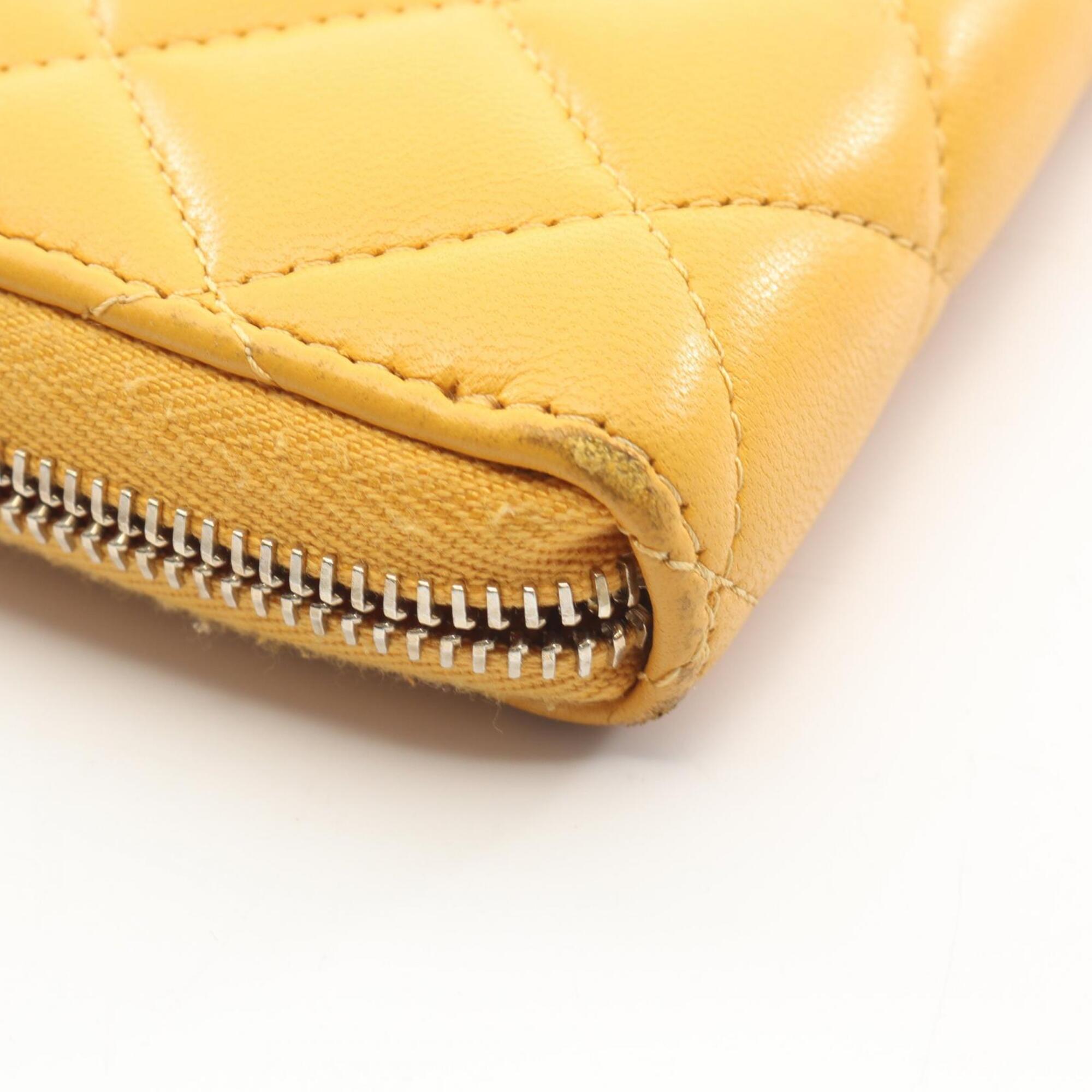Chanel Yellow Leather Long Wallet (Bi-Fold) (Pre-Owned)