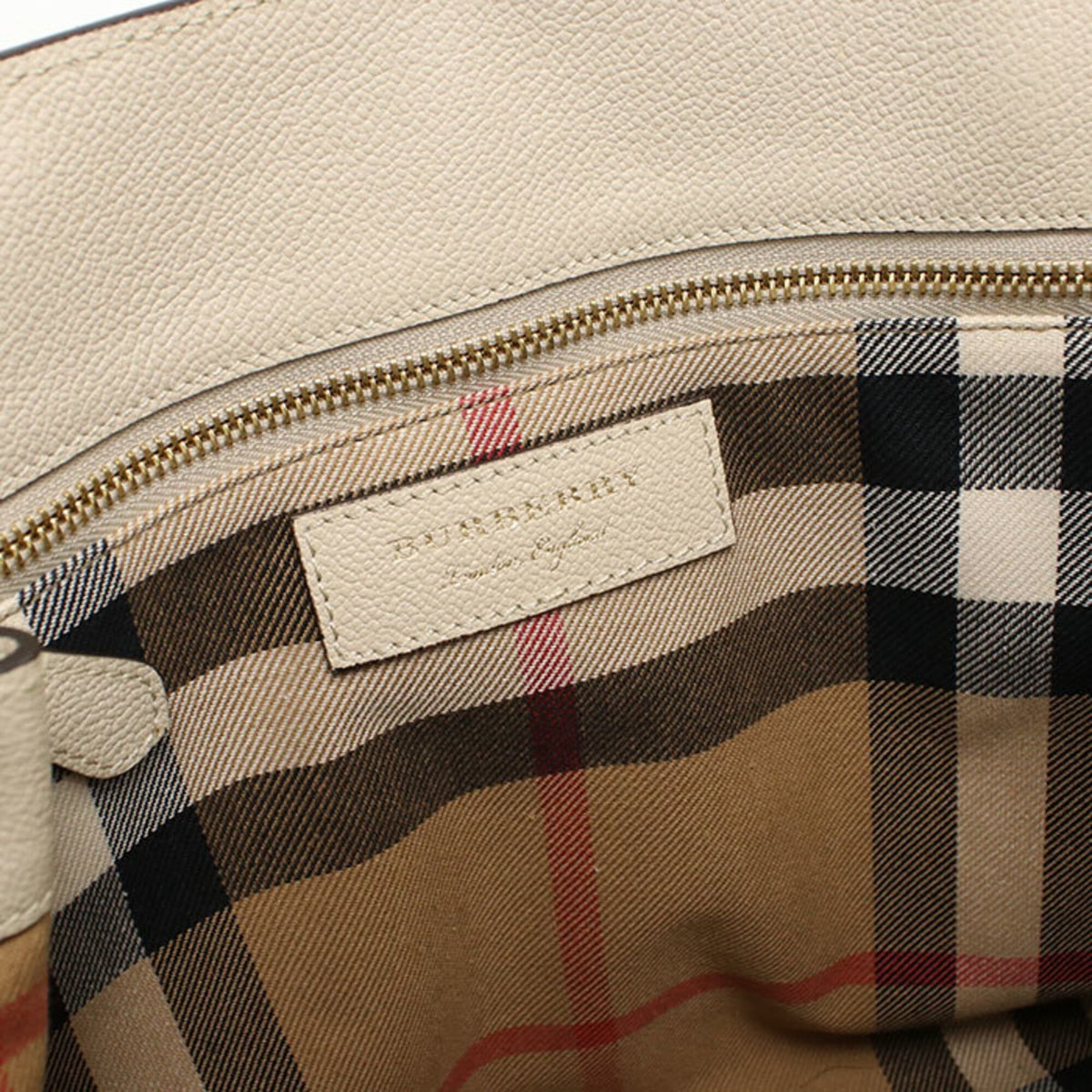 Burberry Ivory Leather Tote Bag (Pre-Owned)