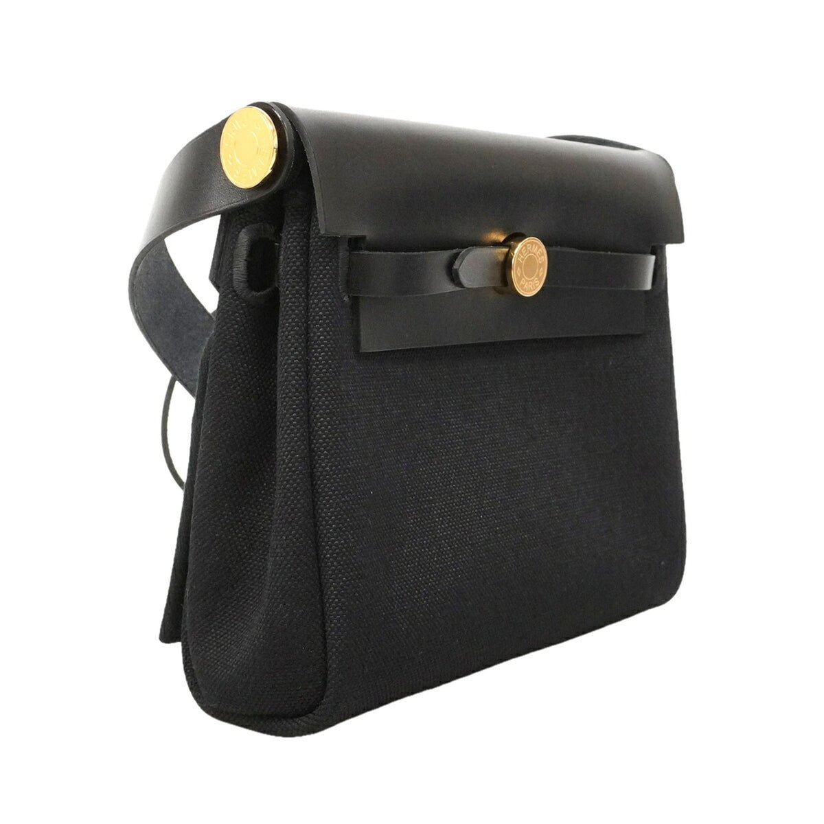 Hermes Black Toile Officier Shoulder Bag (Pre-Owned)