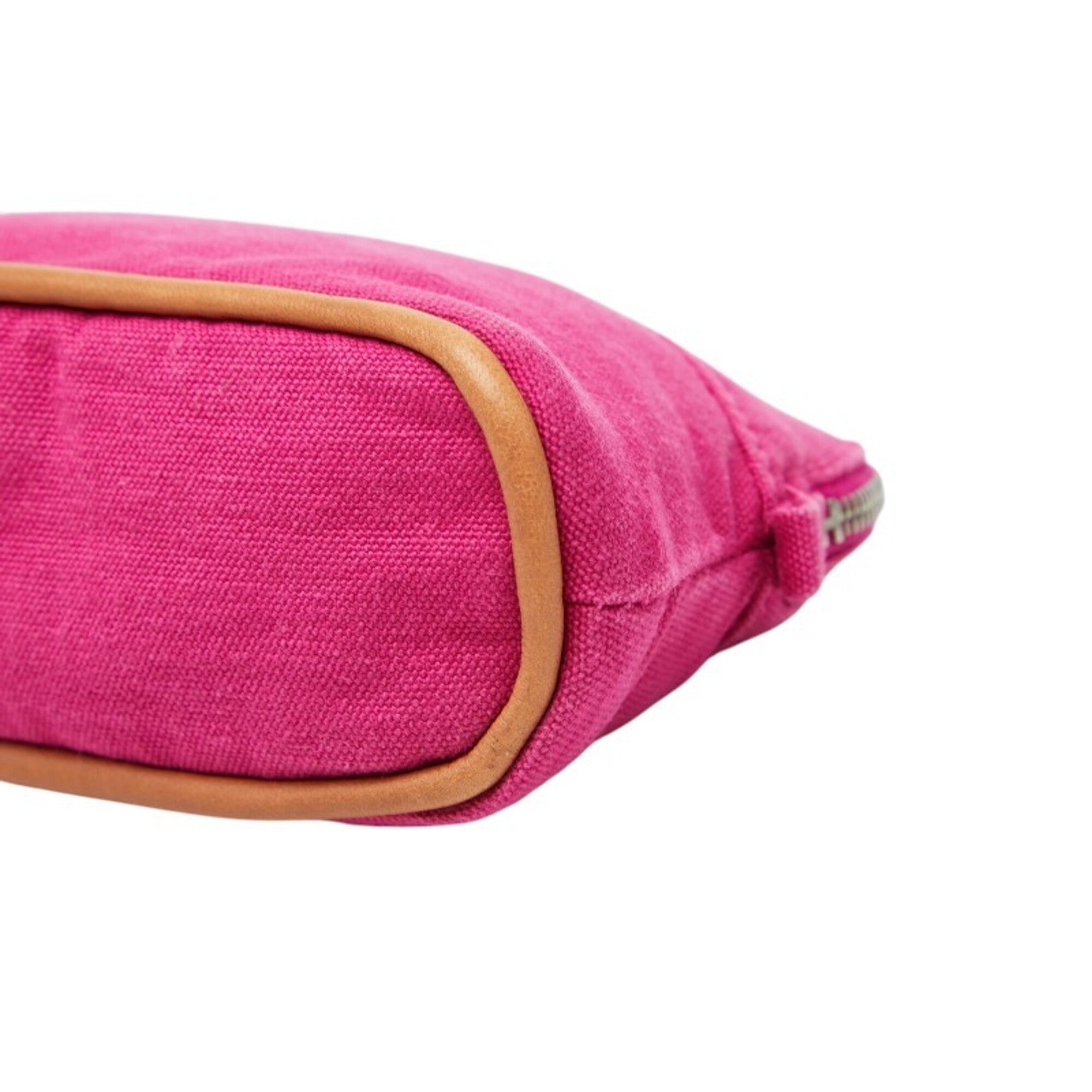 Hermes Pink Cotton Canvas Leather Handbag Pouch (Pre-Owned)