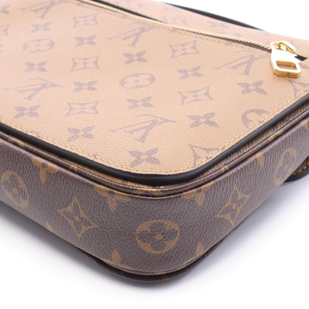 Louis Vuitton Black Brown Coated Canvas Leather Handbag Pochette (Pre-Owned)