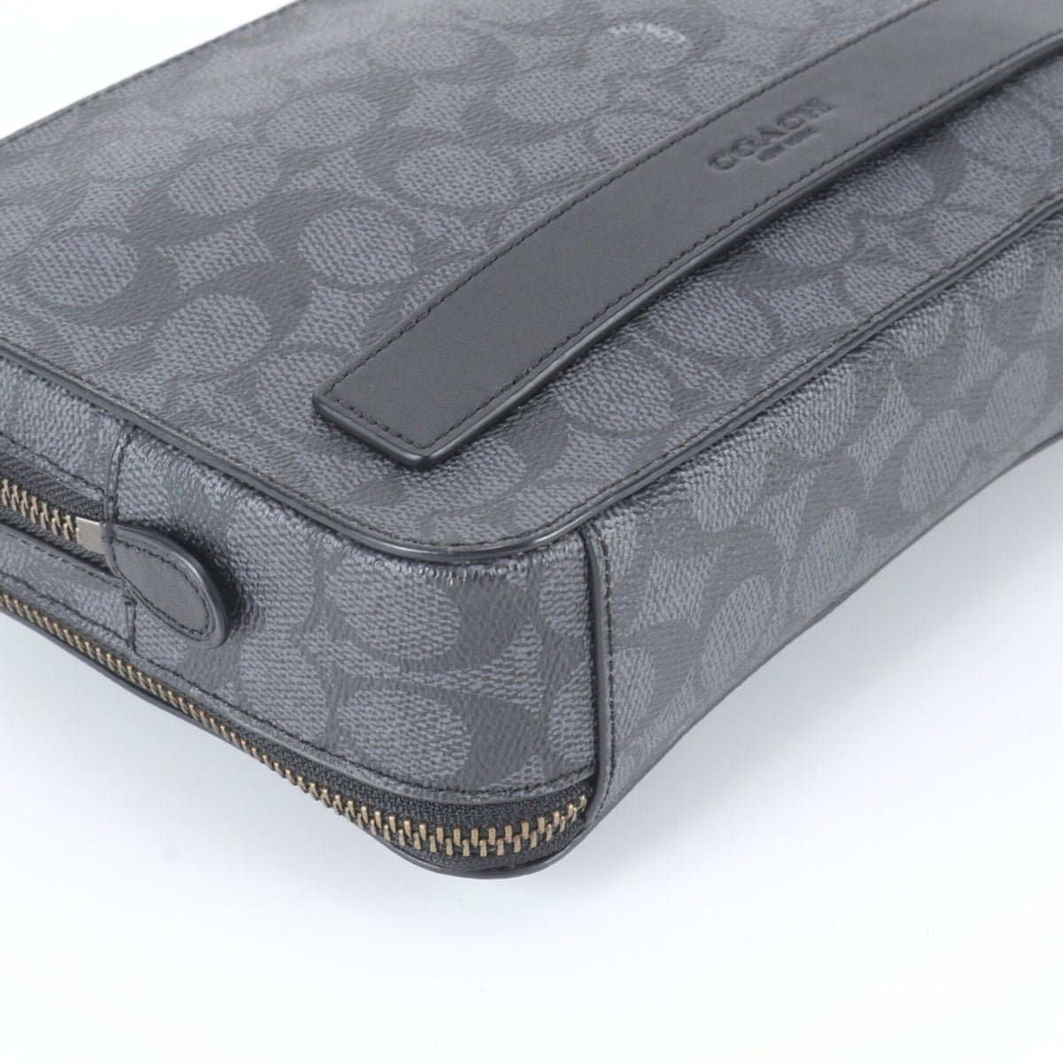 Coach Black Leather Coated Canvas Clutch Bag Pouch (Pre-Owned)