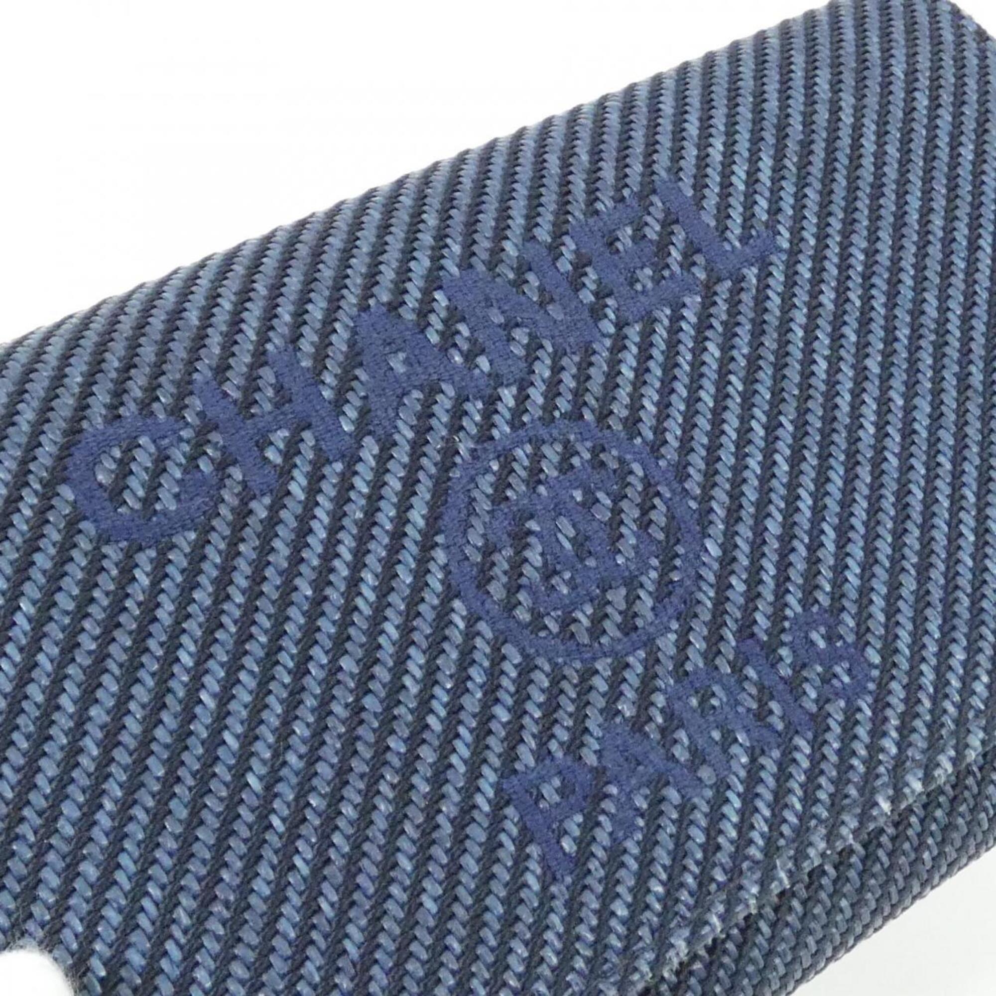 Chanel Navy Nylon Canvas Leather Long Wallet (Bi-Fold) (Pre-Owned)