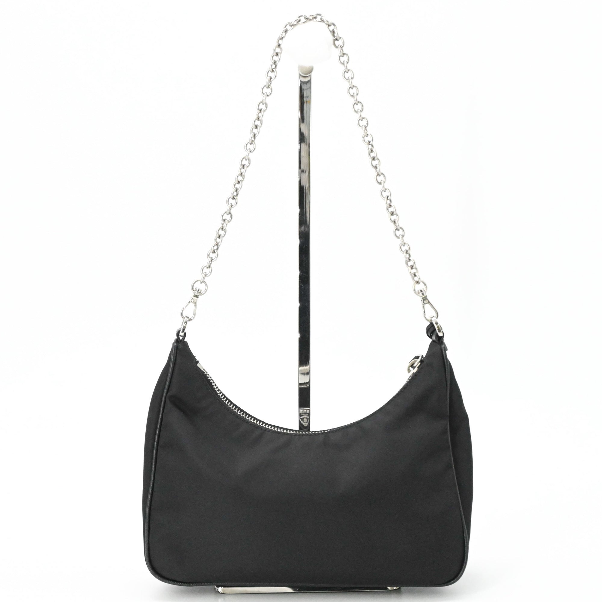 Prada Black Nylon Leather Handbag Pouch Shoulder Bag (Pre-Owned)