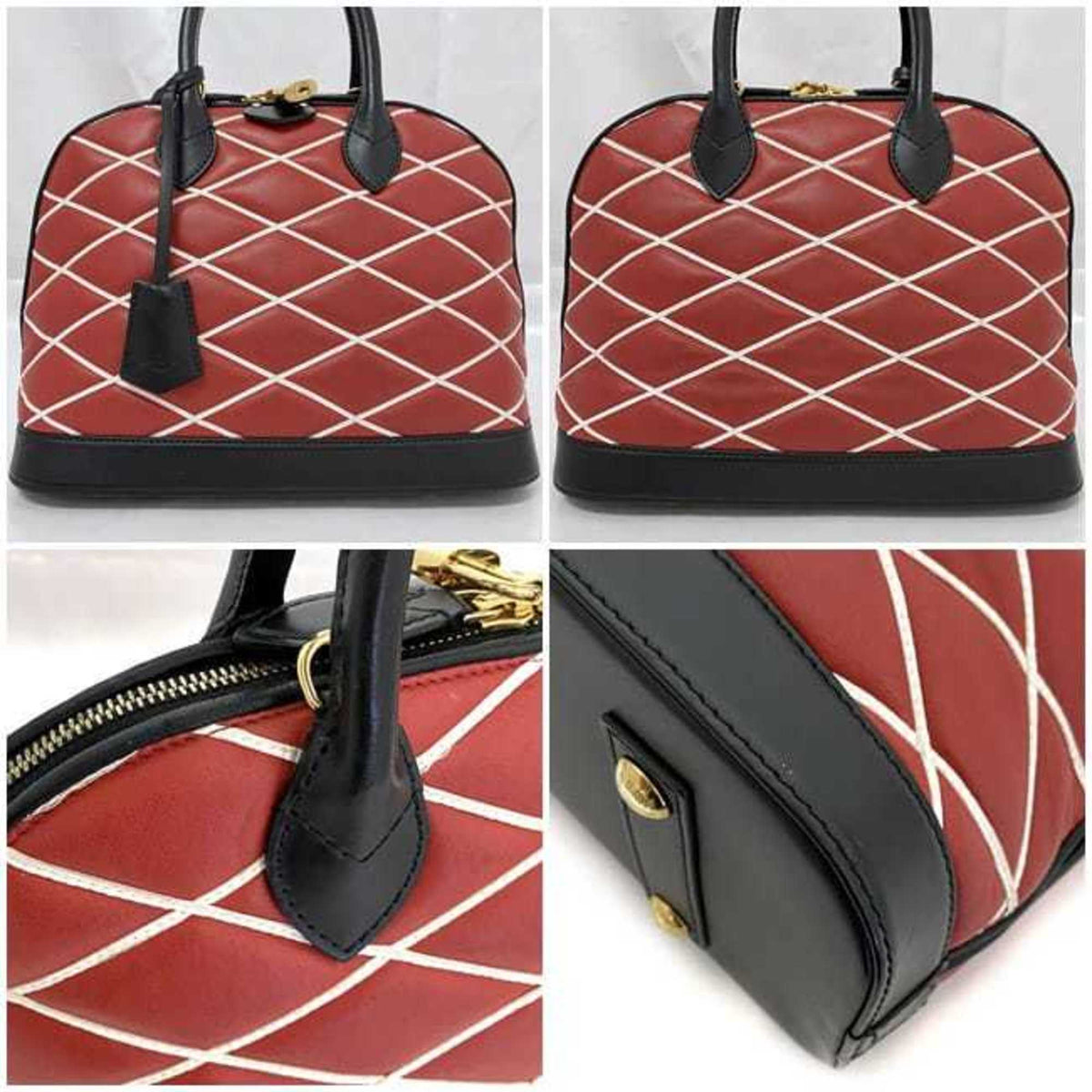 Louis Vuitton Black Red Color Leather Handbag Shoulder Bag (Pre-Owned)