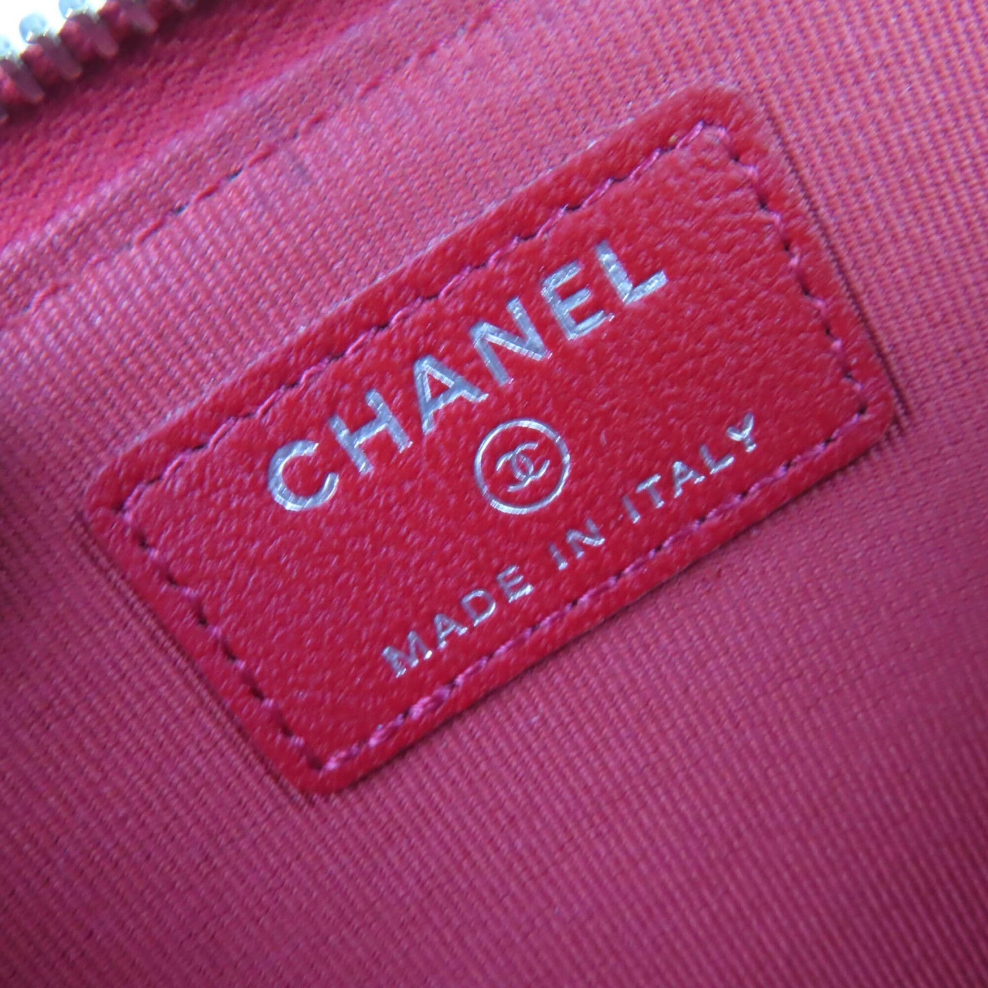 Chanel Matelasse Red Color Leather Coin Purse/Coin Case (Pre-Owned)
