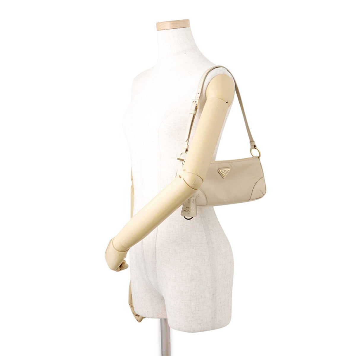 Prada Beige Nylon Leather Shoulder Bag (Pre-Owned)