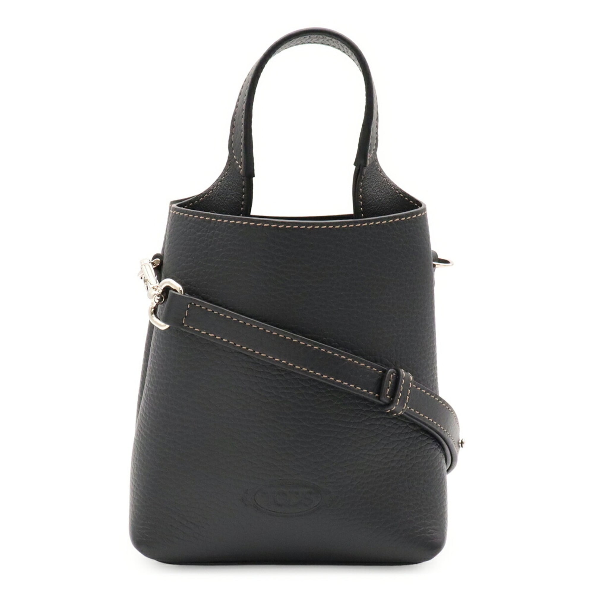 Tod's Black Leather Handbag Shoulder Bag (Pre-Owned)