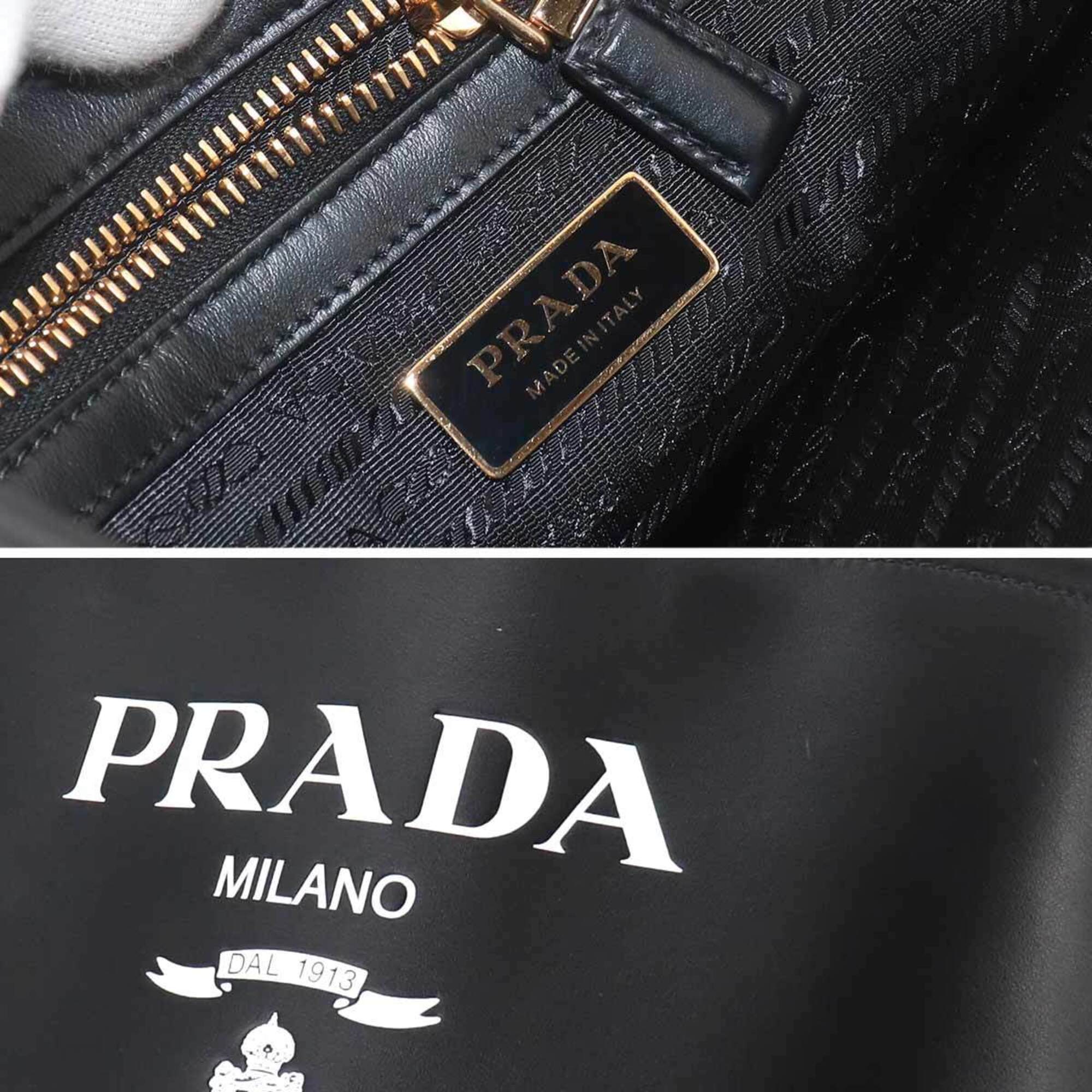 Prada Black Nero Leather Handbag Shoulder Bag Tote Bag (Pre-Owned)