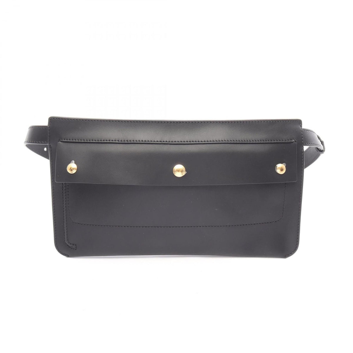 Burberry Black Leather Fanny Pack Handbag Pouch (Pre-Owned)