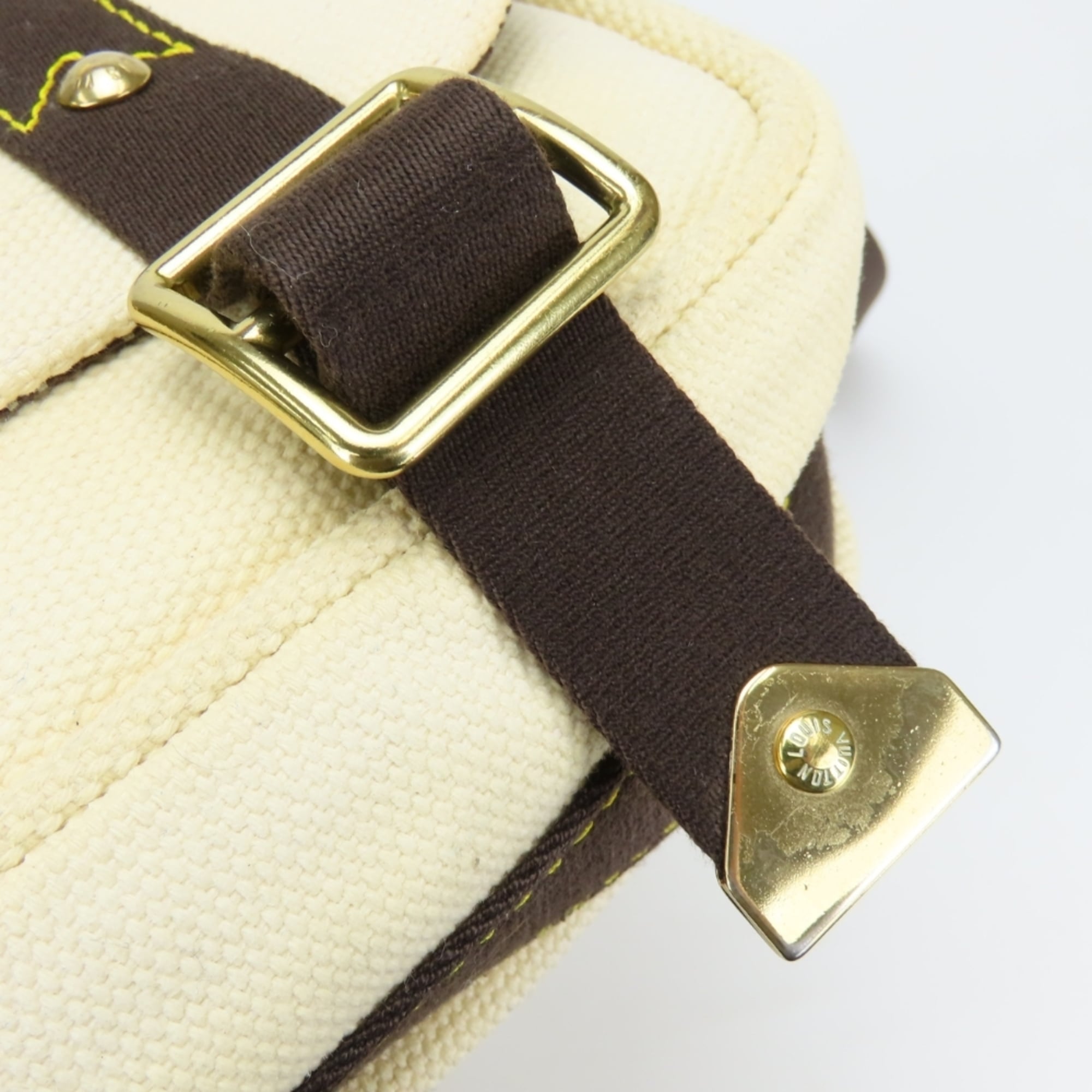 Louis Vuitton Brown Ecru Ivory Canvas Shoulder Bag (Pre-Owned)