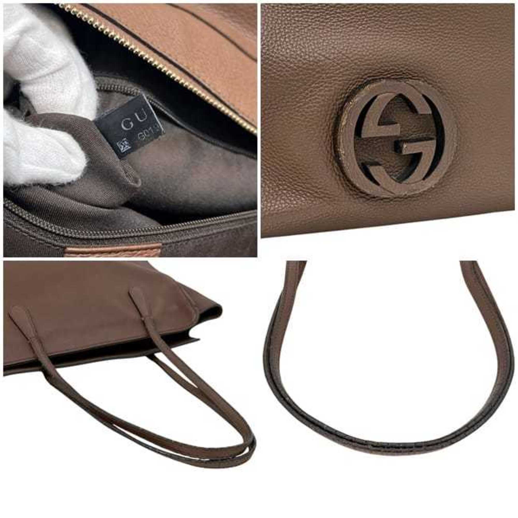 Gucci Brown Leather Tote Bag (Pre-Owned)