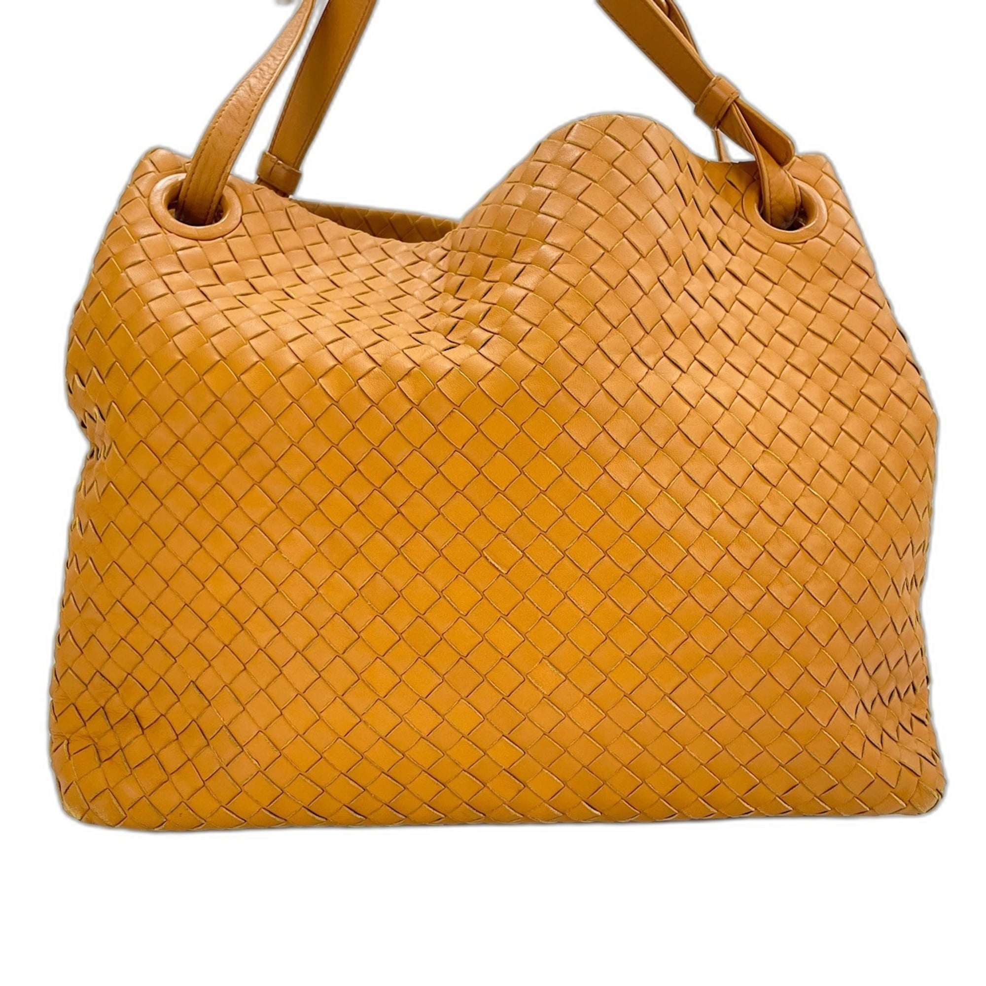 Bottega Veneta Intrecciato Yellow Leather Shoulder Bag (Pre-Owned)