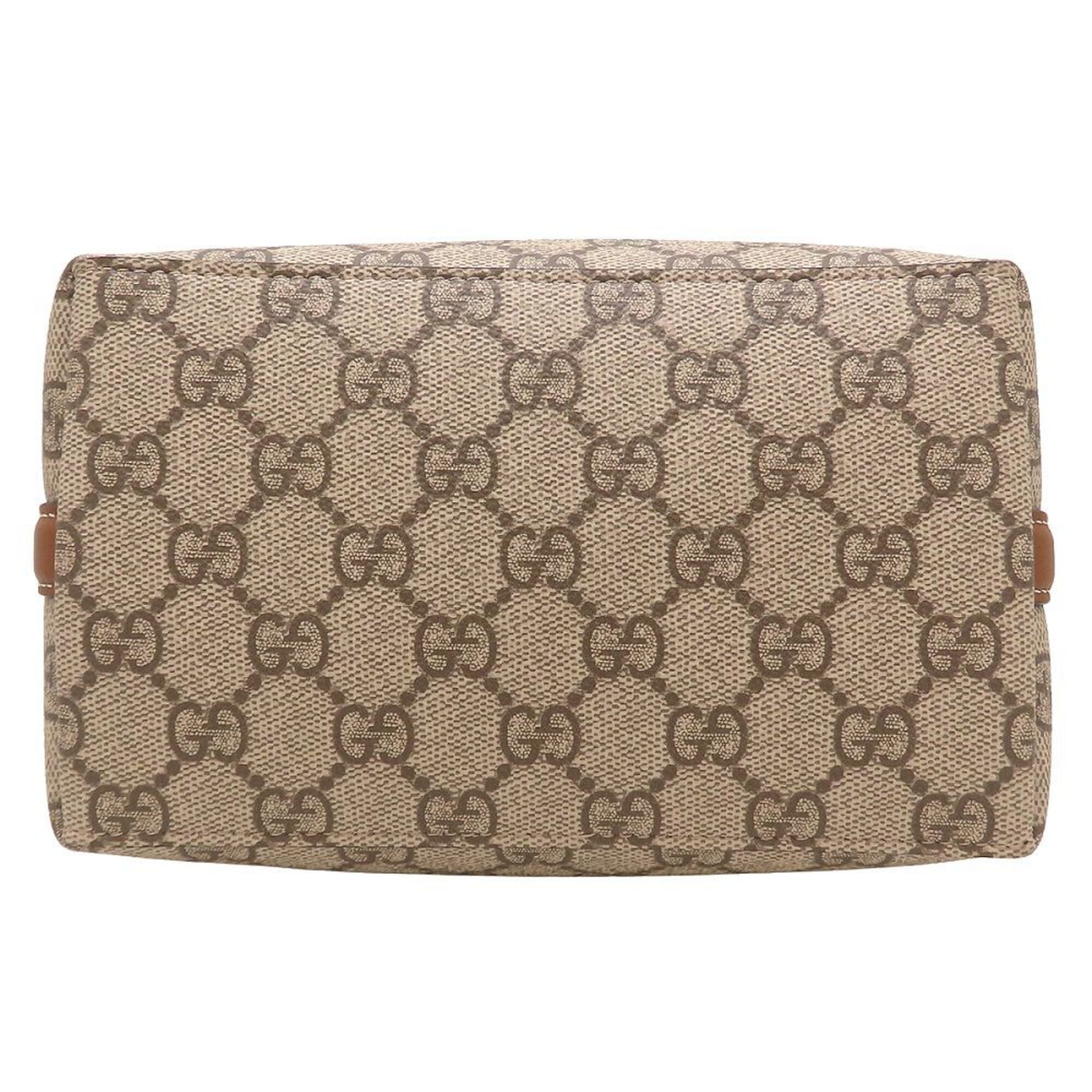 Gucci Beige Dark Brown Gg Supreme Handbag (Pre-Owned)