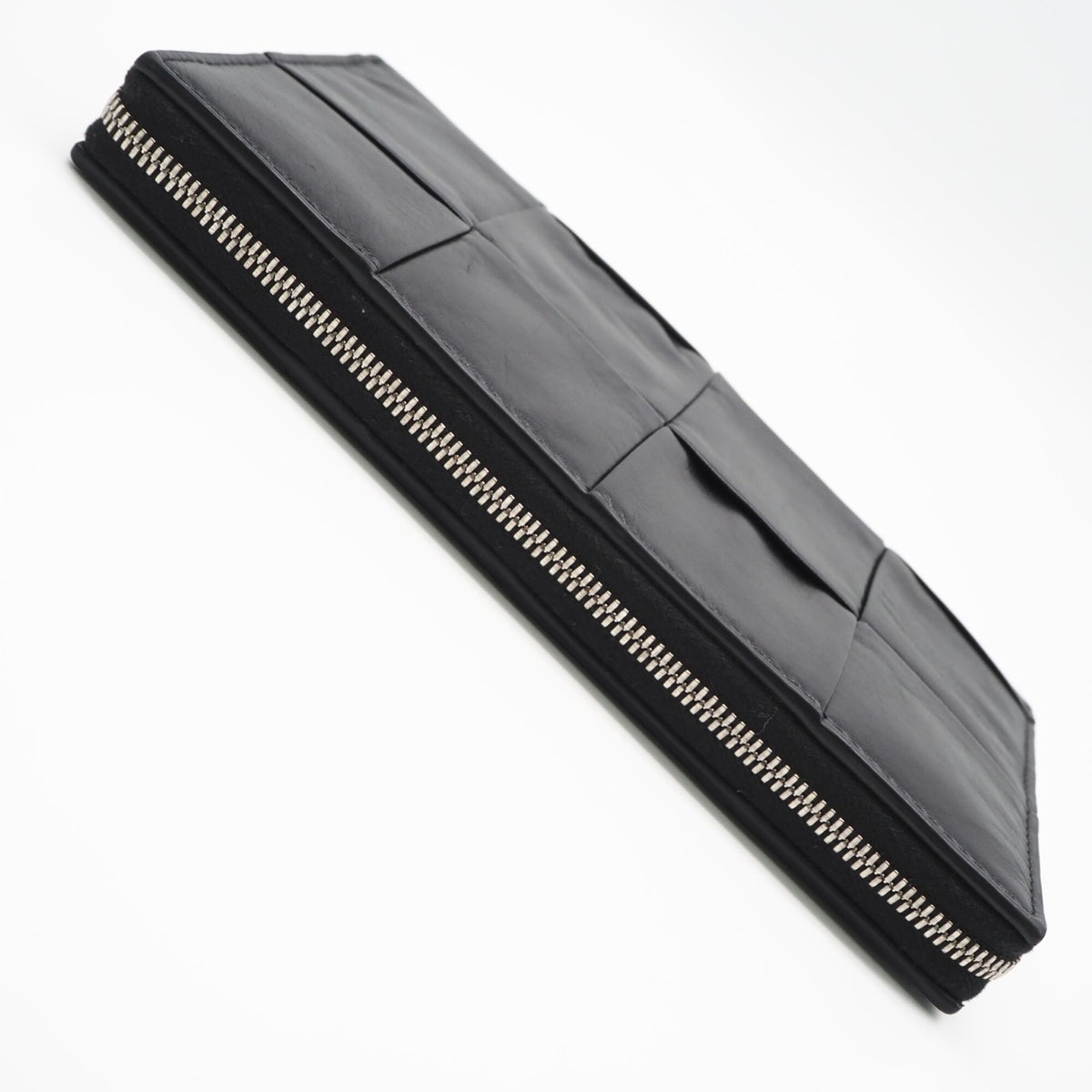 Bottega Veneta Black Nylon Leather Long Wallet (Bi-Fold) (Pre-Owned)