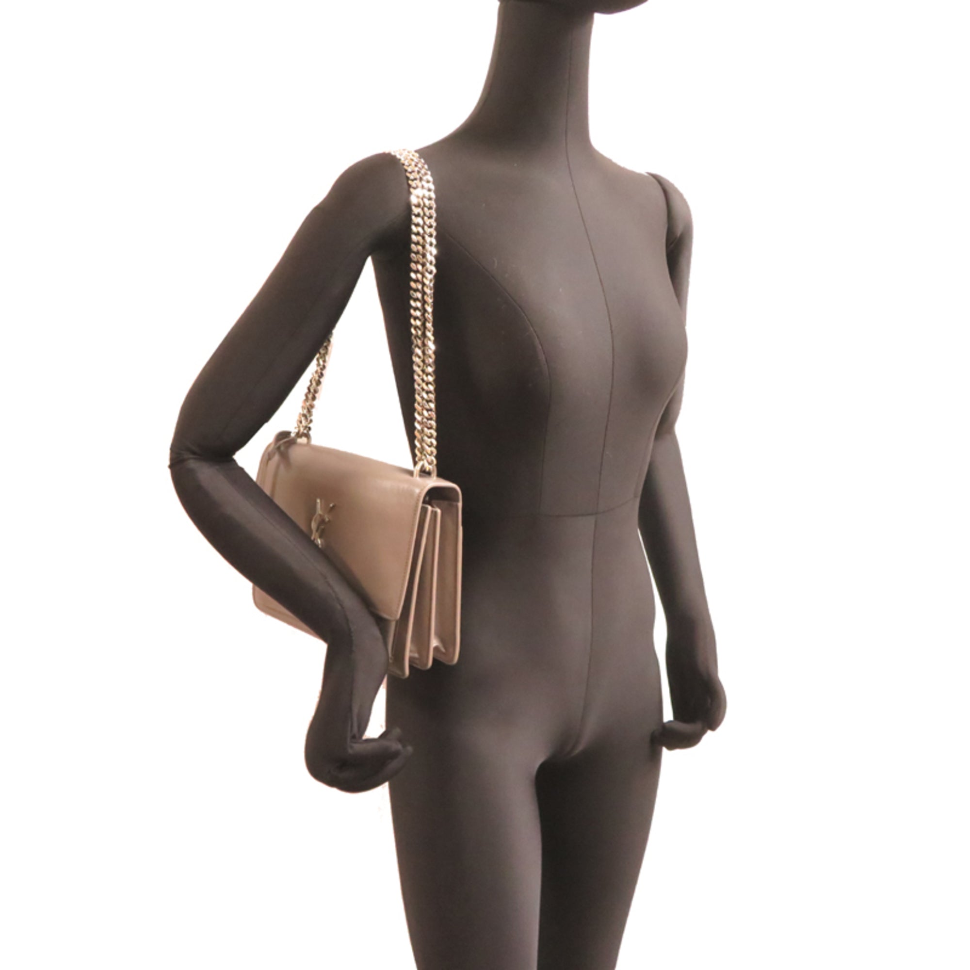Saint Laurent Grayish Leather Shoulder Bag (Pre-Owned)