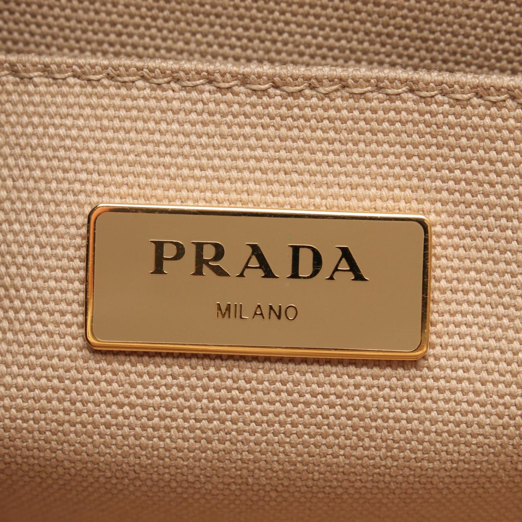 Prada Beige Canvas Handbag Tote Bag (Pre-Owned)