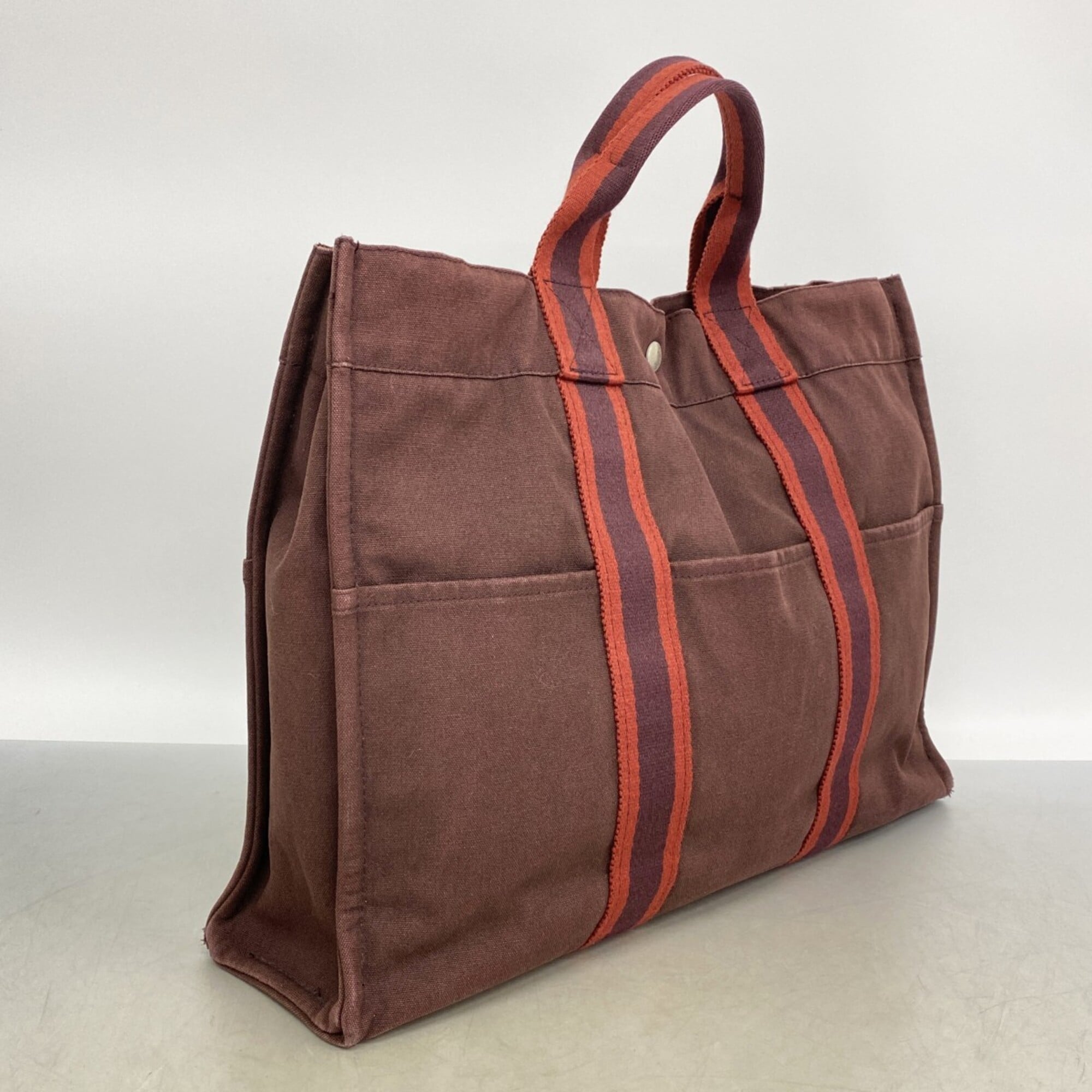 Hermes Brown Canvas Tote Bag (Pre-Owned)
