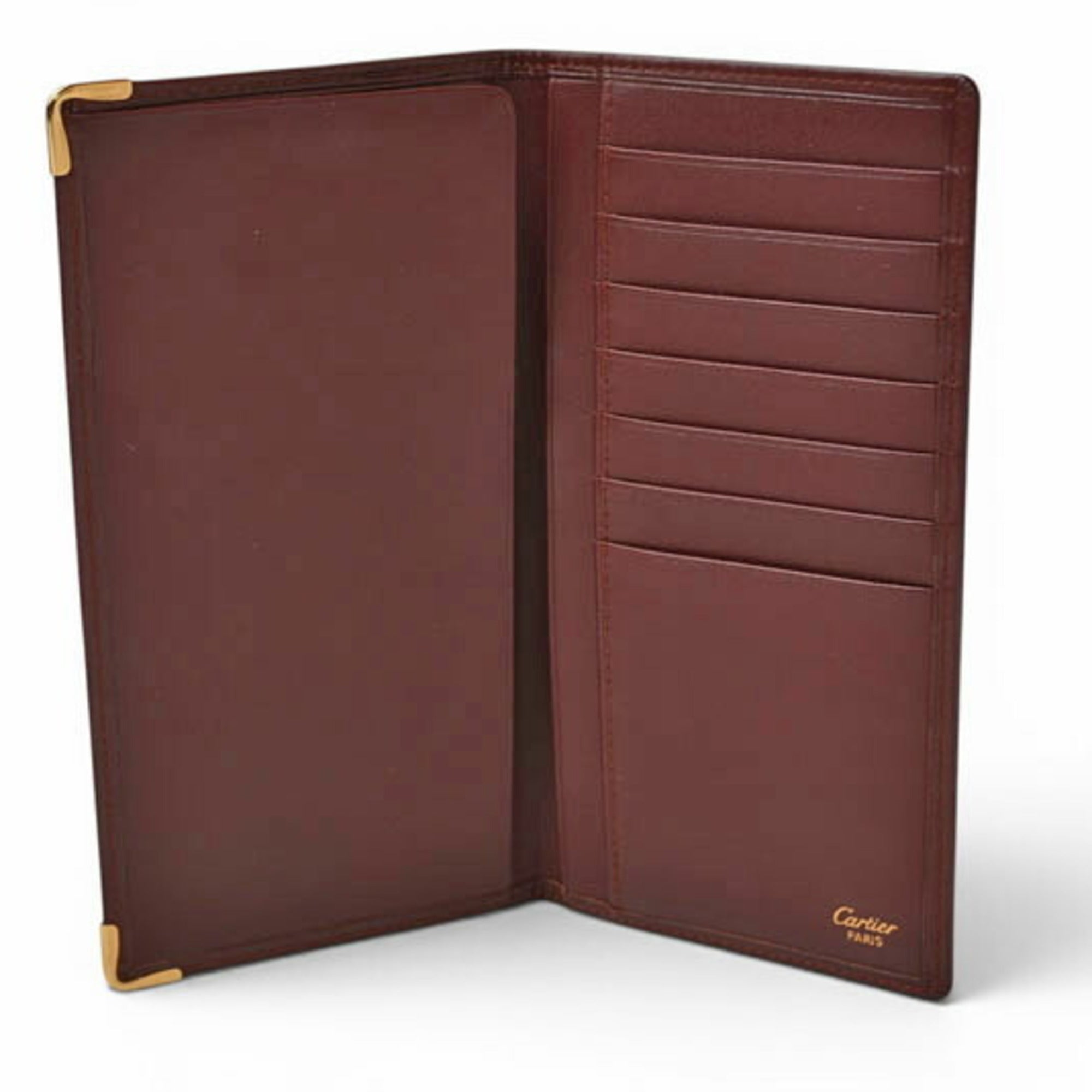 Cartier Must Bordeaux Leather Long Wallet (Bi-Fold) (Pre-Owned)