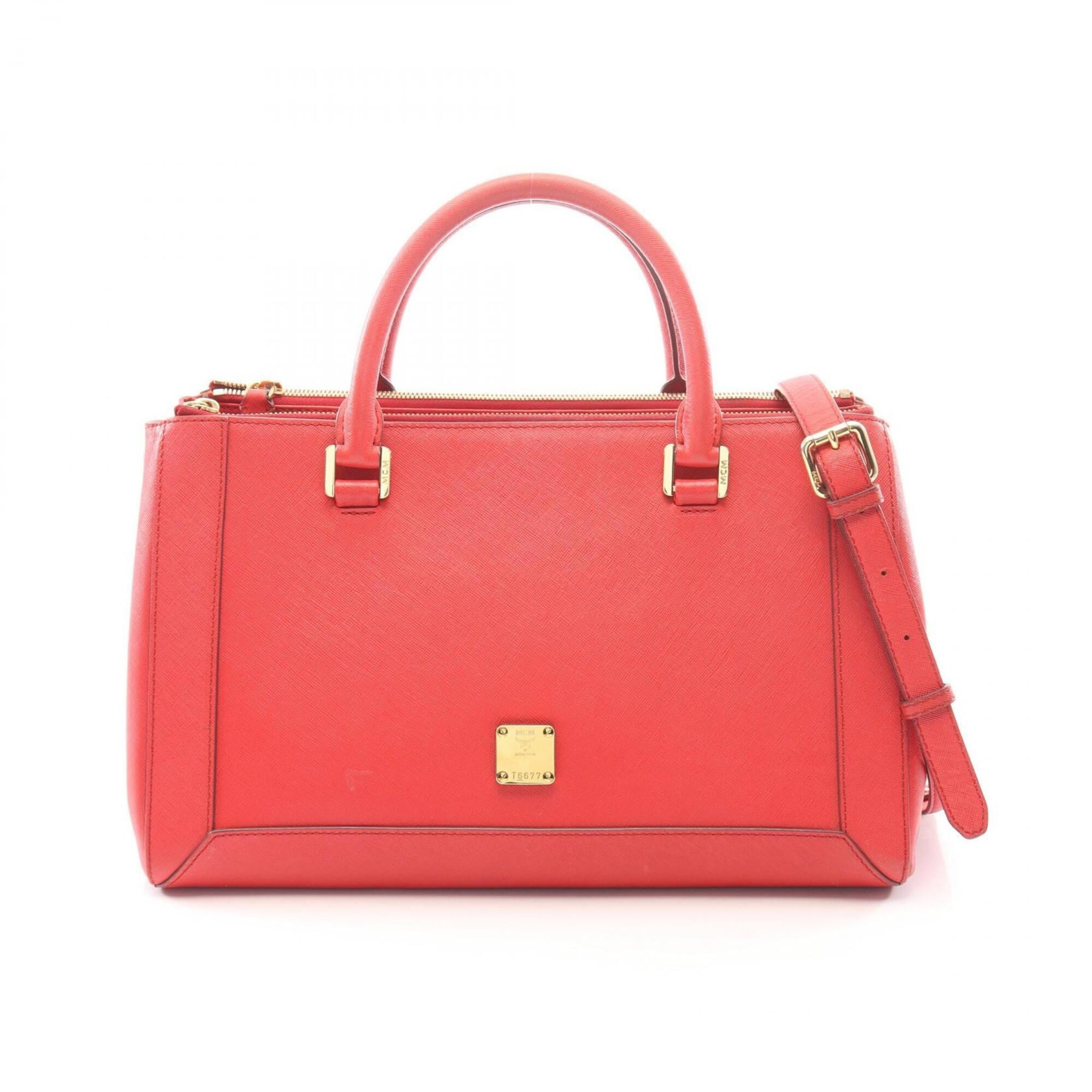 Mcm Red Color Leather Handbag (Pre-Owned)