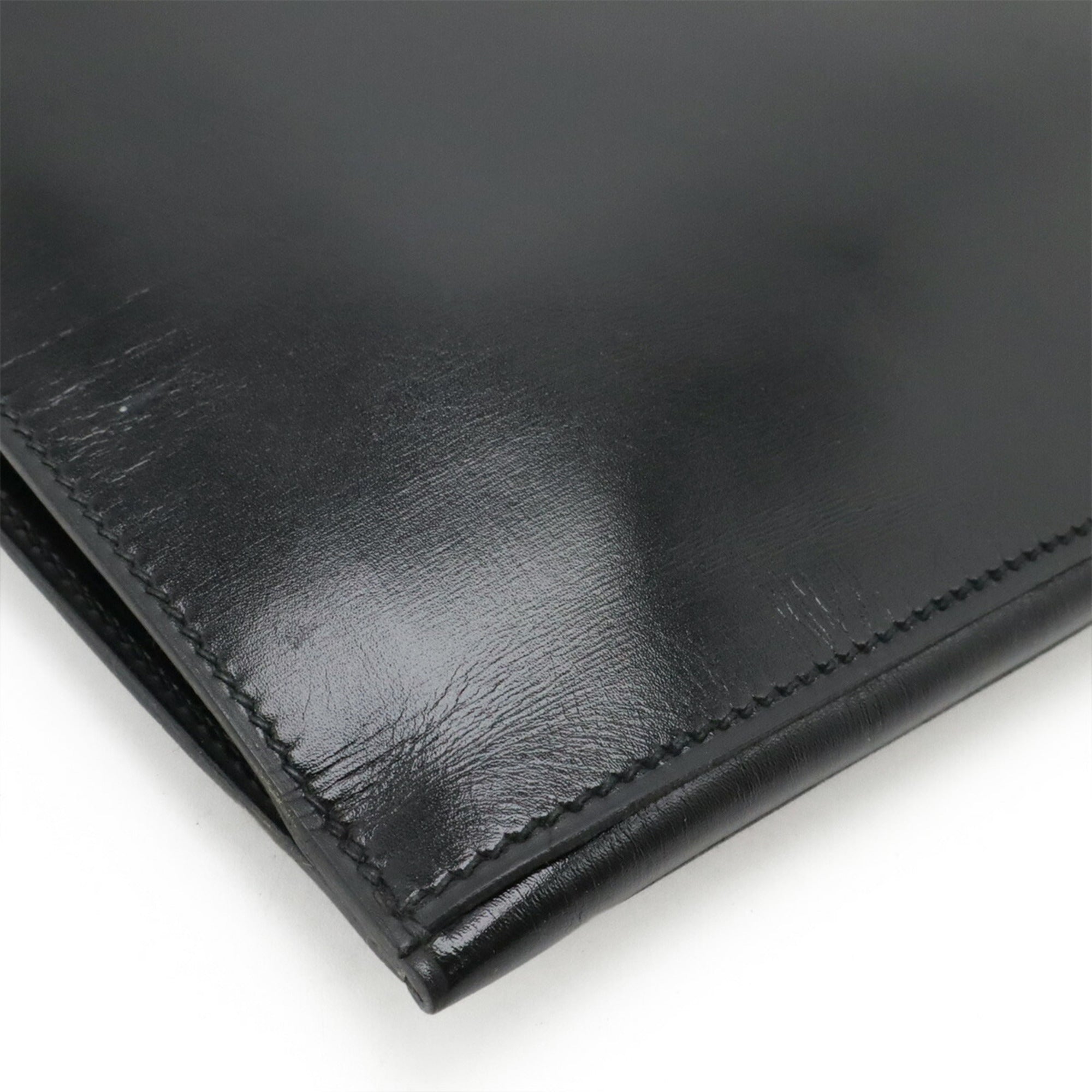 Hermes Black Box Calf Leather Clutch Bag Handbag (Pre-Owned)
