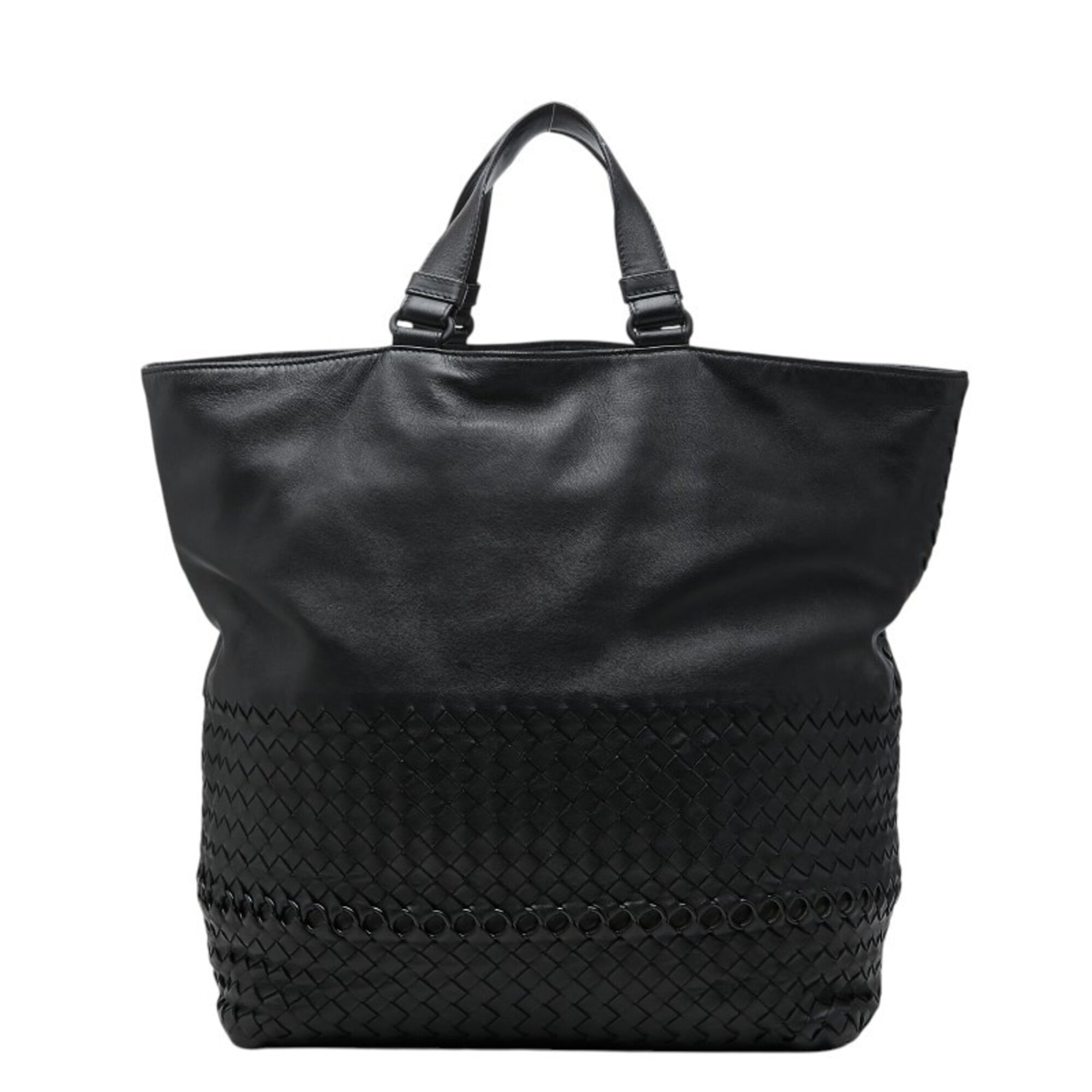 Bottega Veneta Black Leather Handbag Tote Bag (Pre-Owned)