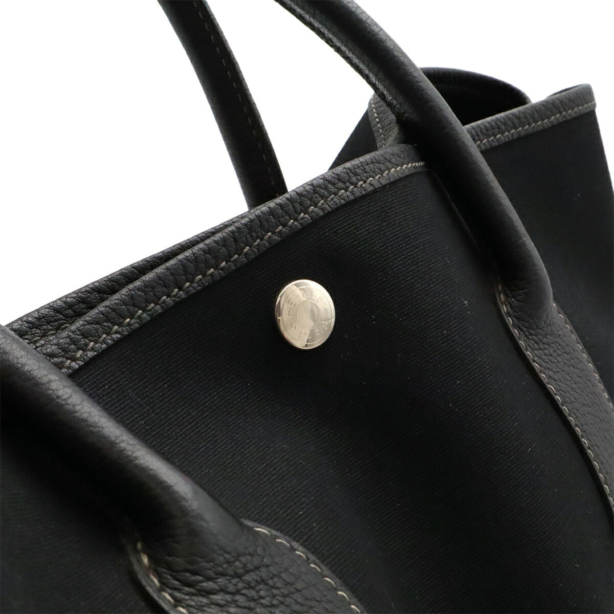 Hermes Black Toile Officier Shoulder Bag Tote Bag (Pre-Owned)