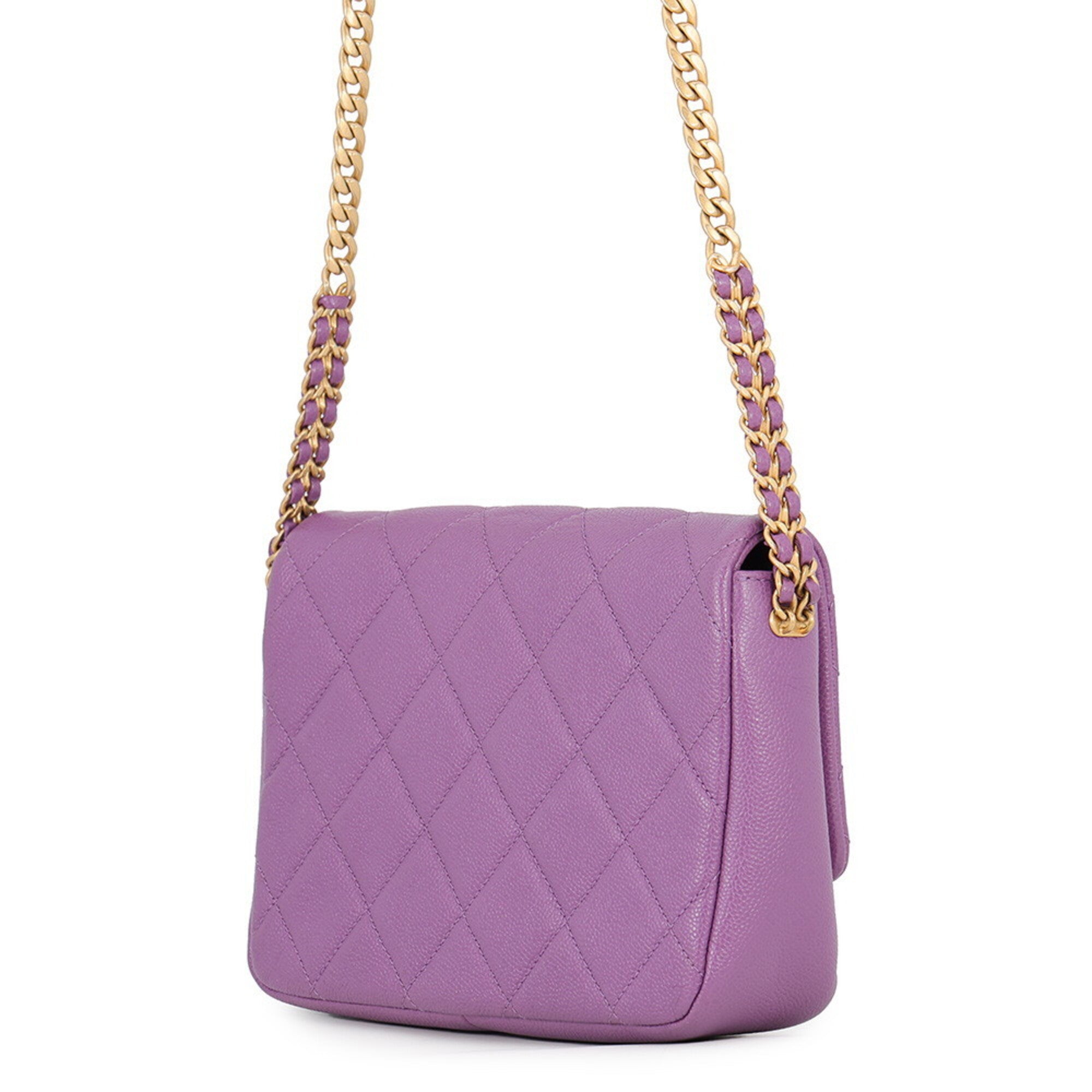 Chanel Matelasse Purple Grained Calfskin Shoulder Bag (Pre-Owned)