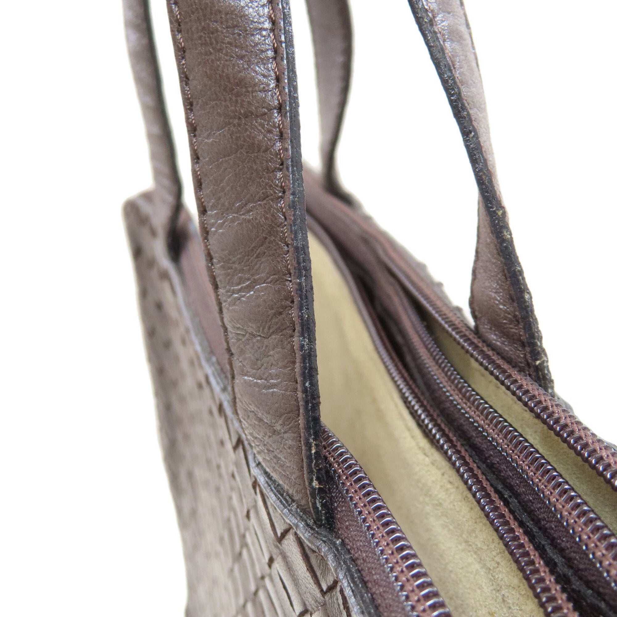 Bottega Veneta Intrecciato Dark Brown Leather Handbag (Pre-Owned)