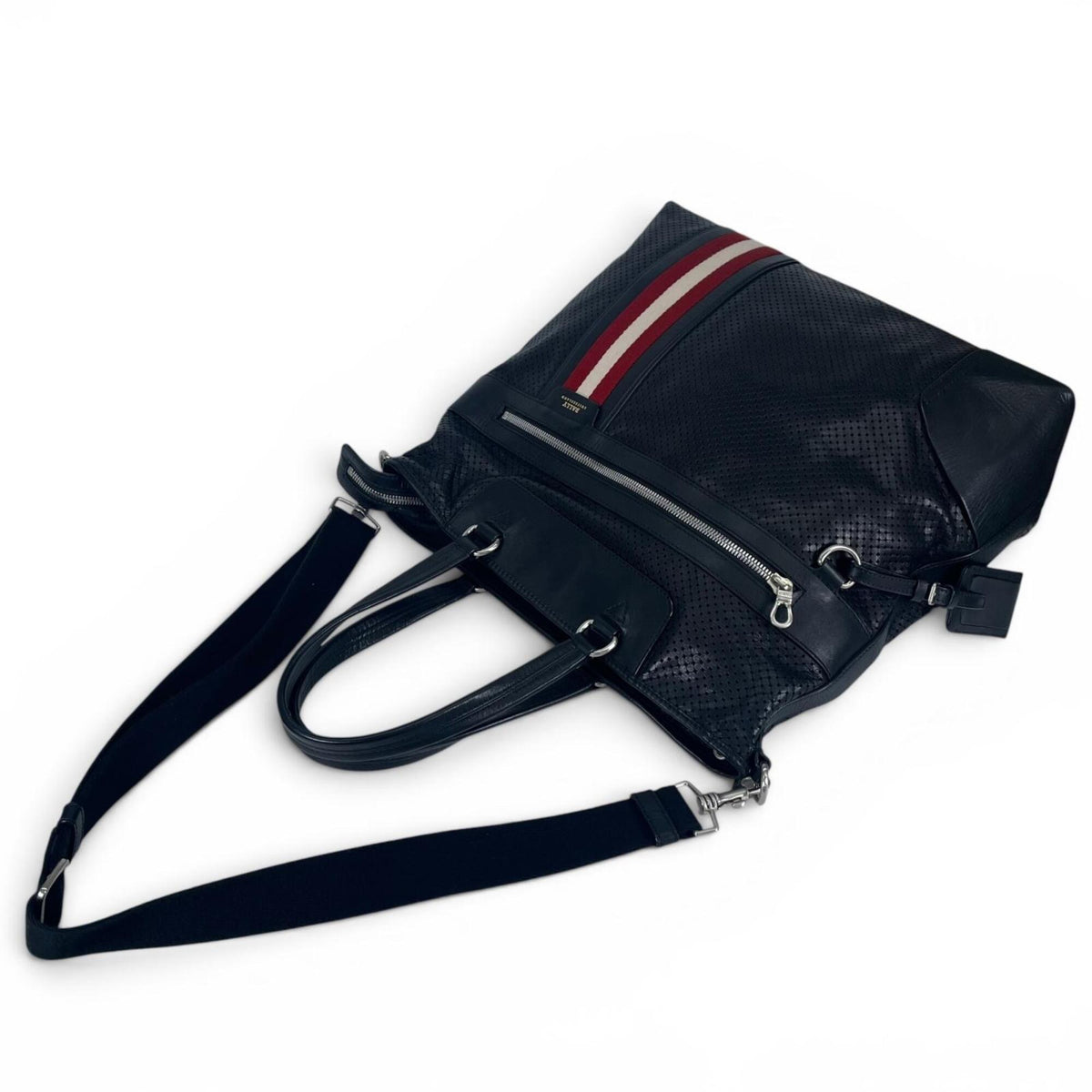 Bally Black Leather Shoulder Bag Tote Bag (Pre-Owned)
