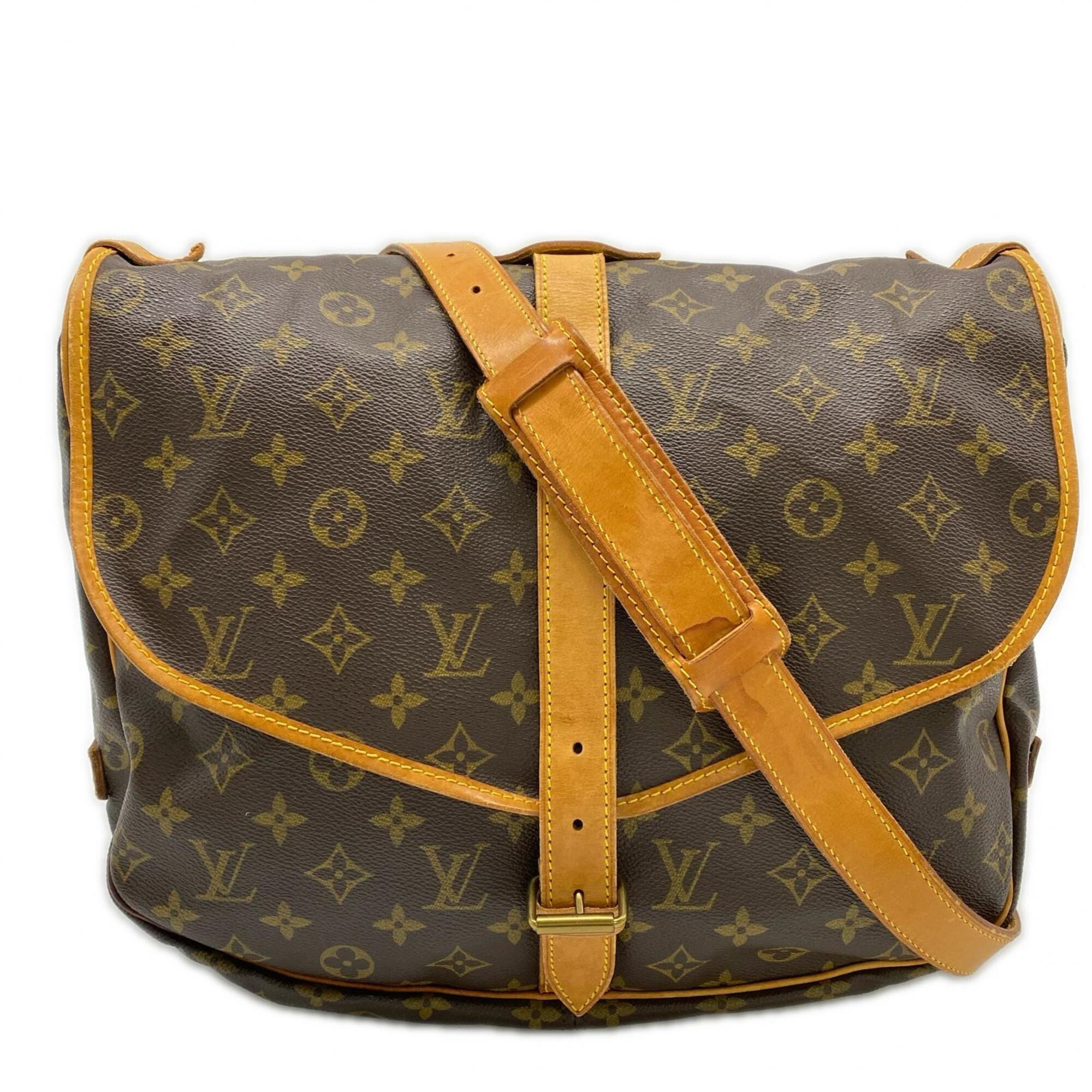 Louis Vuitton Monogram Brown Coated Canvas Leather Shoulder Bag (Pre-Owned)