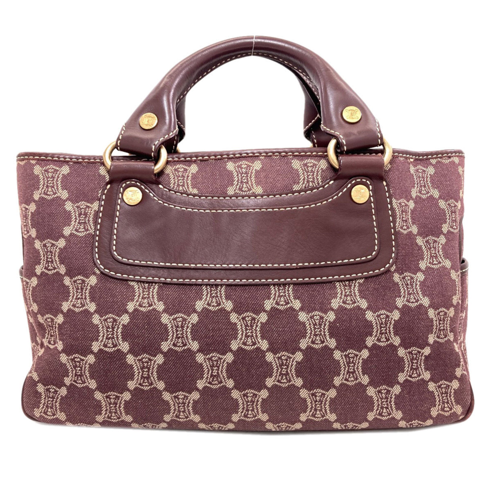Celine Bordeaux Canvas Handbag (Pre-Owned)