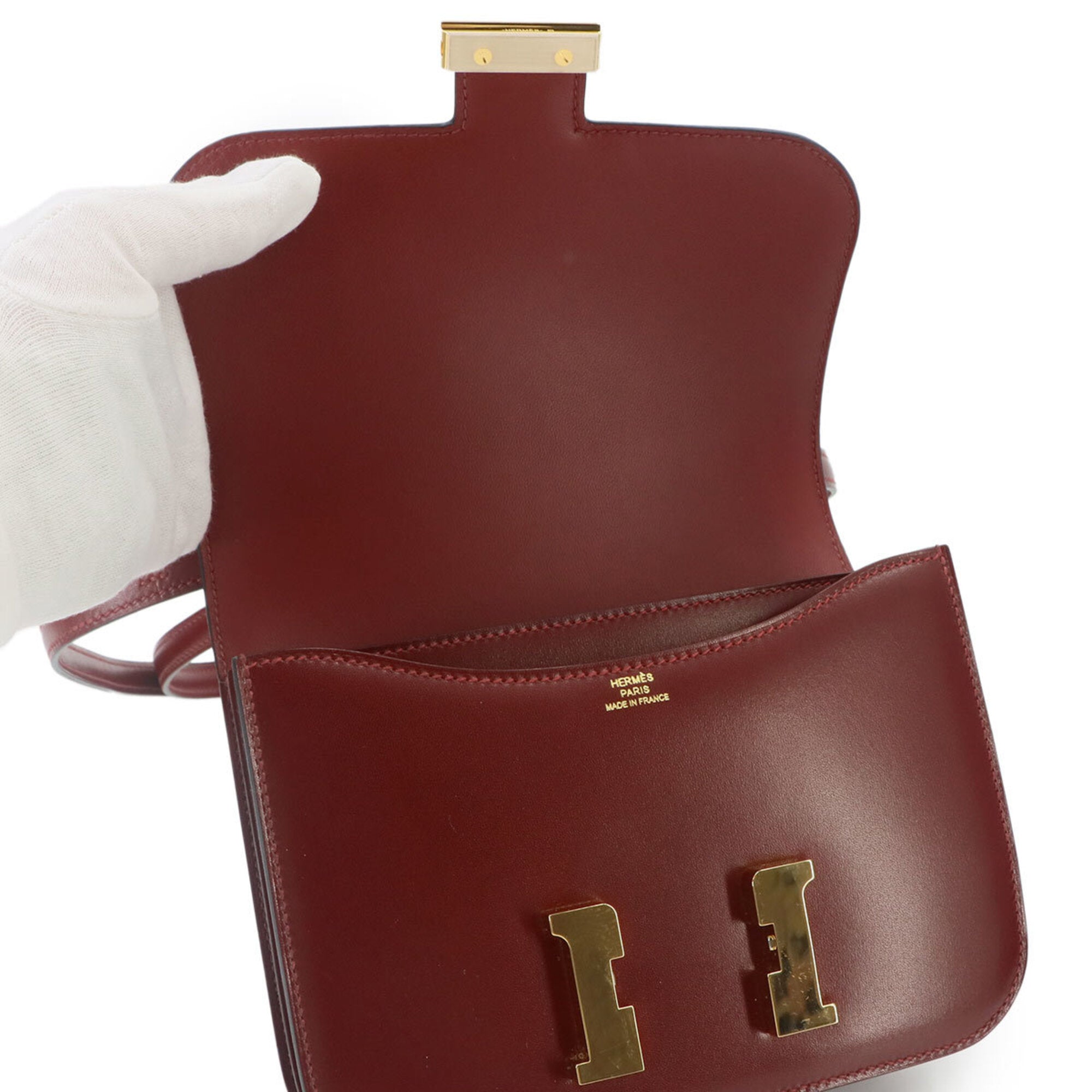 Hermes Constance Rouge H Box Calf Leather Handbag Shoulder Bag (Pre-Owned)