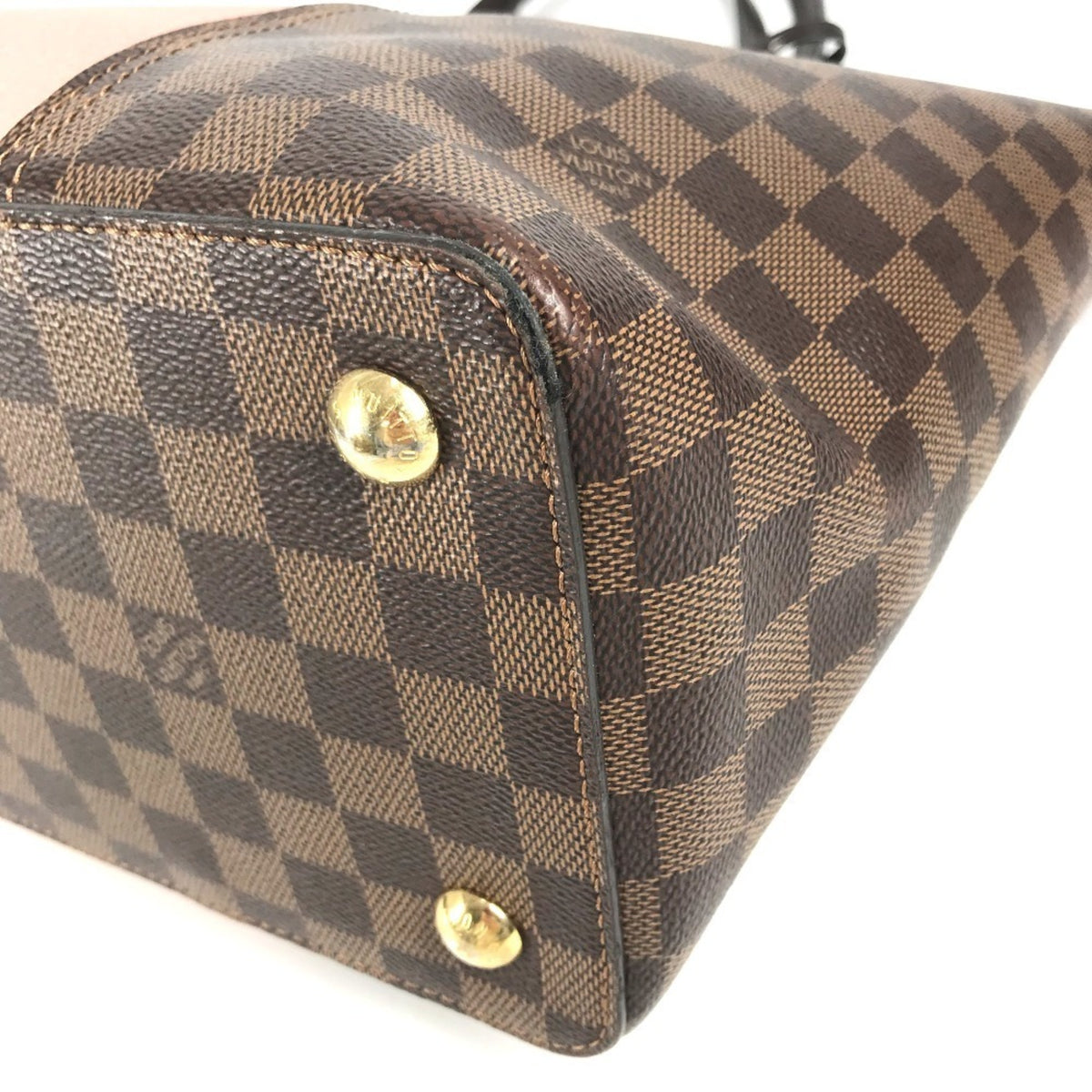 Louis Vuitton Brown Damier Canvas Galle Magnolia Pink Jersey Handbag Shoulder Bag Tote Bag (Pre-Owned)