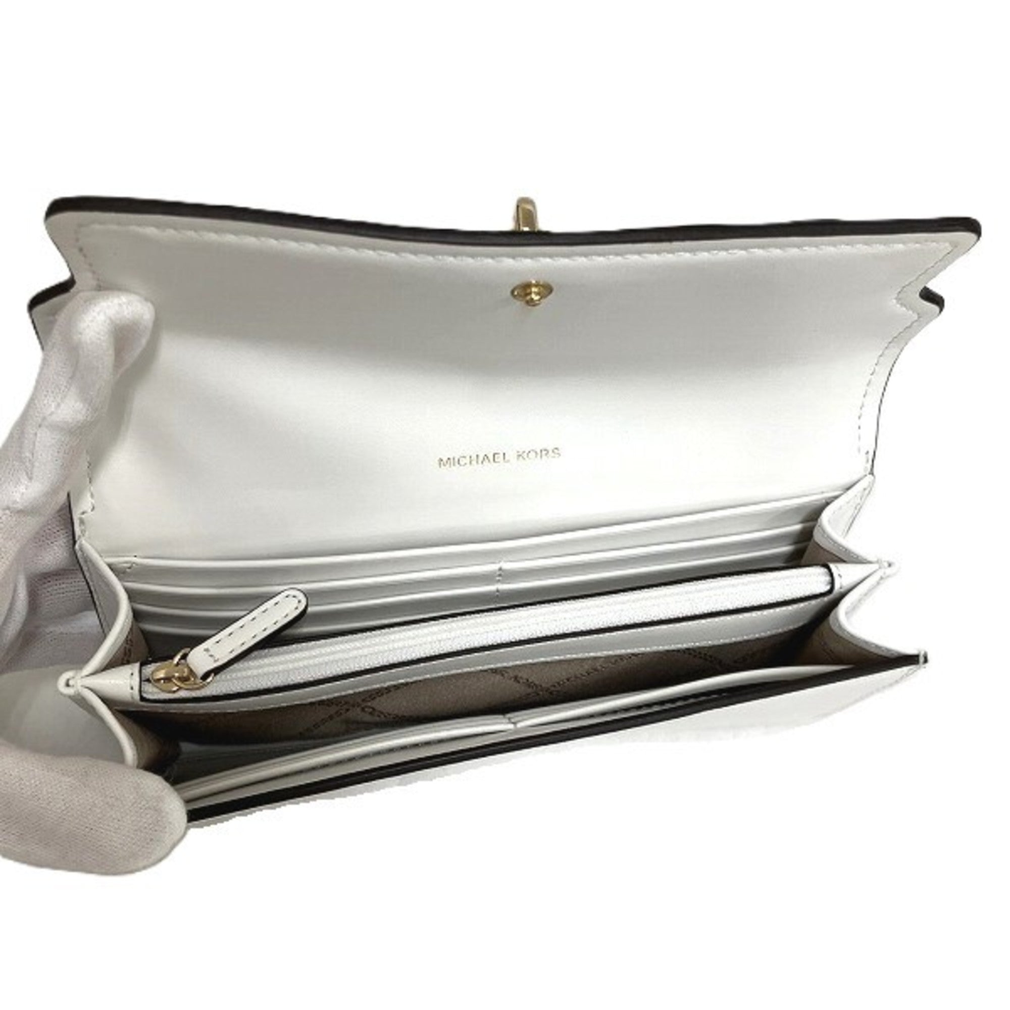 Michael Kors White Leather Coin Purse/Coin Case (Pre-Owned)