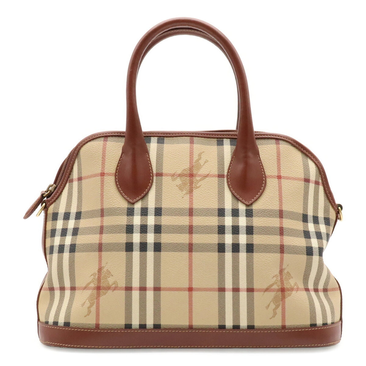 Burberry Beige Brown Black Leather Pvc Handbag (Pre-Owned)