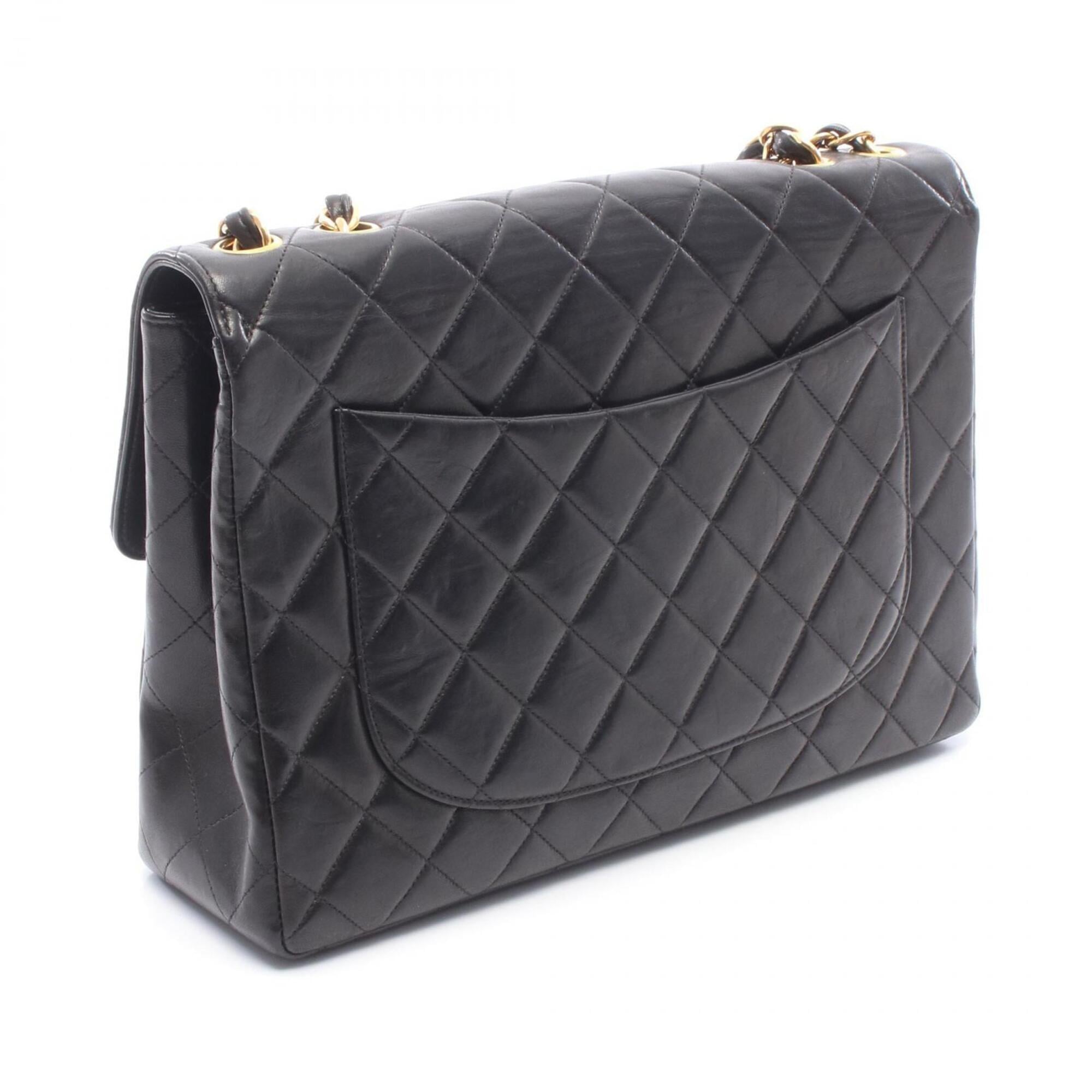Chanel Black Leather Handbag Shoulder Bag (Pre-Owned)