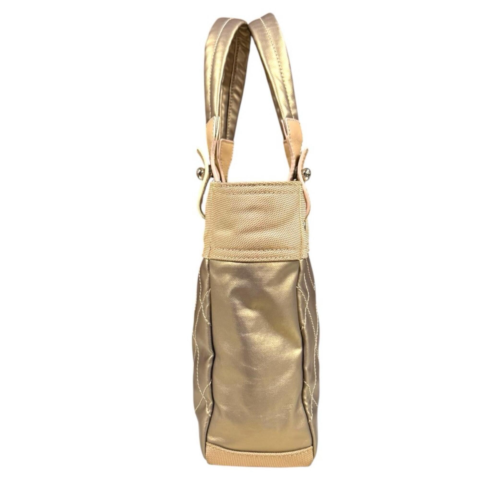 Chanel Gold Coated Canvas Pvc Leather Tote Bag (Pre-Owned)