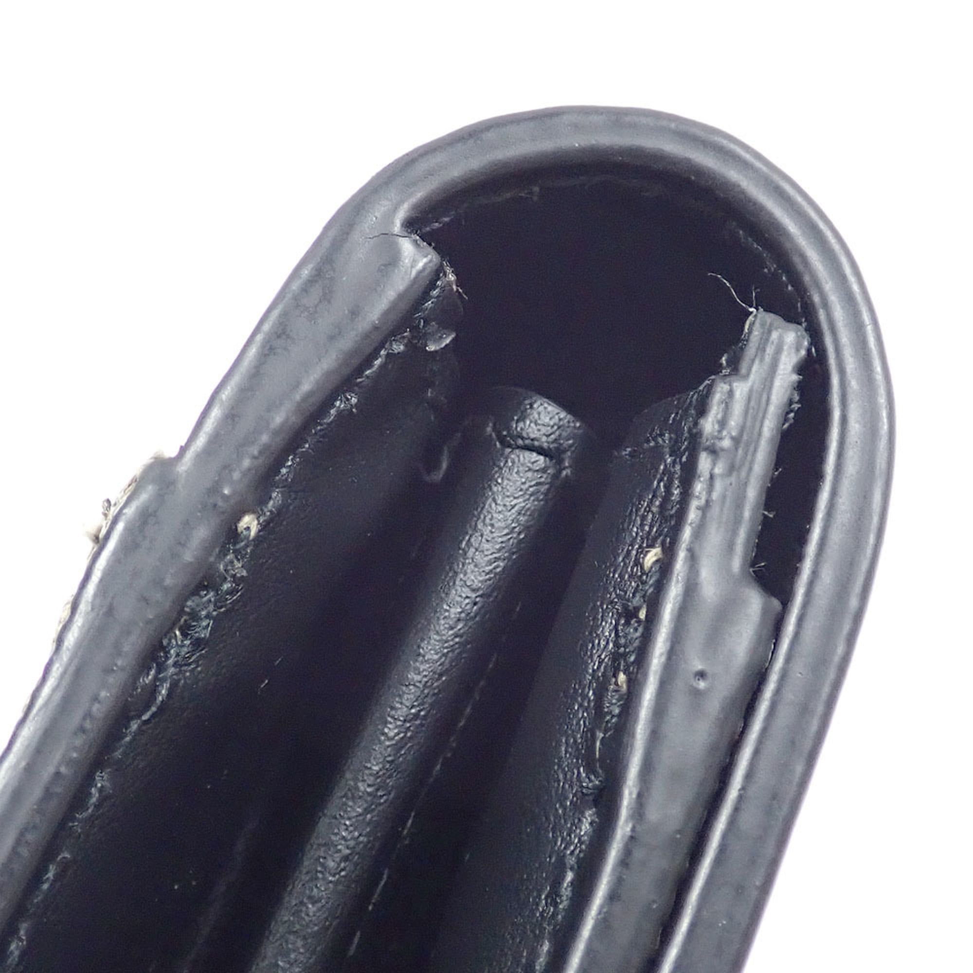 Burberry Black Leather Elastane Long Wallet (Bi-Fold) (Pre-Owned)