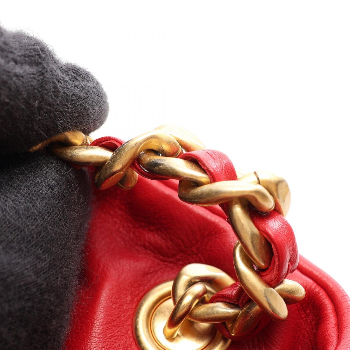 Chanel Red Color Leather Backpack Handbag (Pre-Owned)