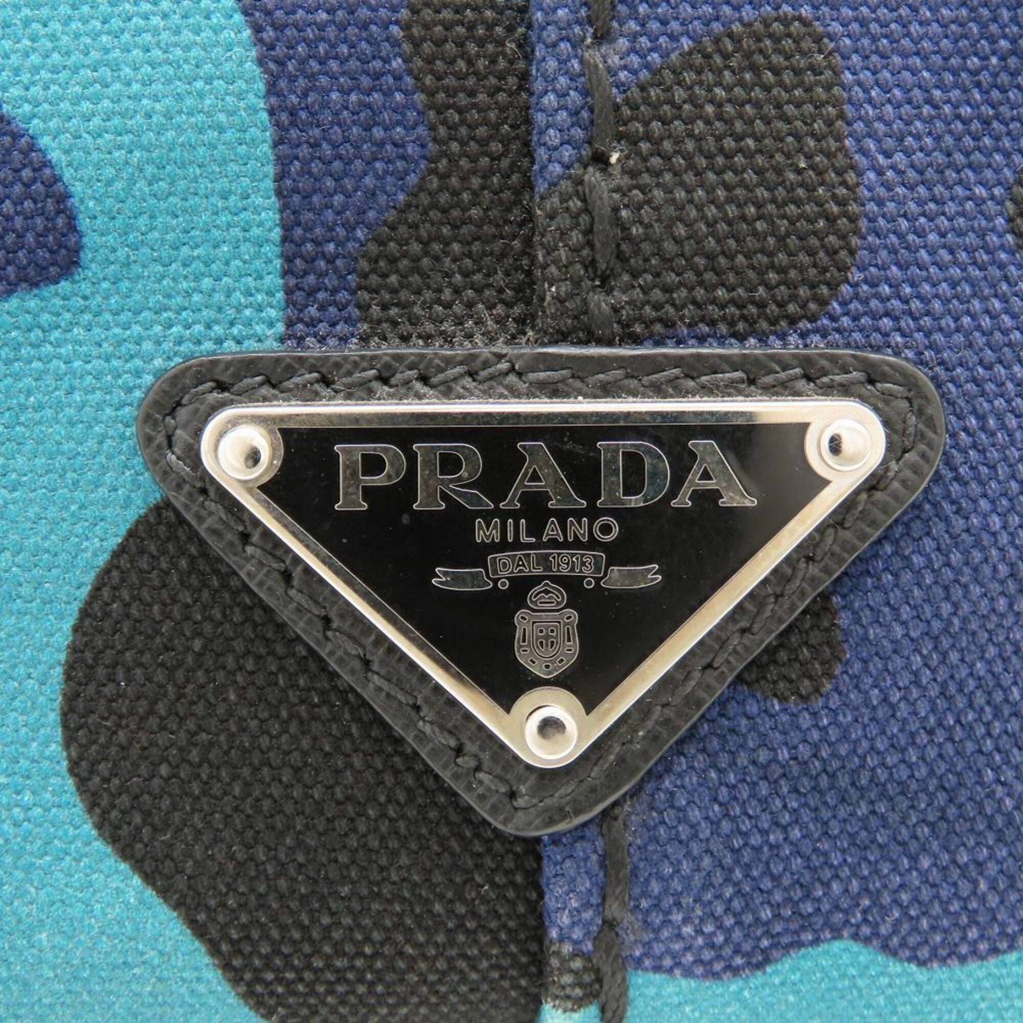 Prada Blue Camouflage Canvas Tote Bag (Pre-Owned)