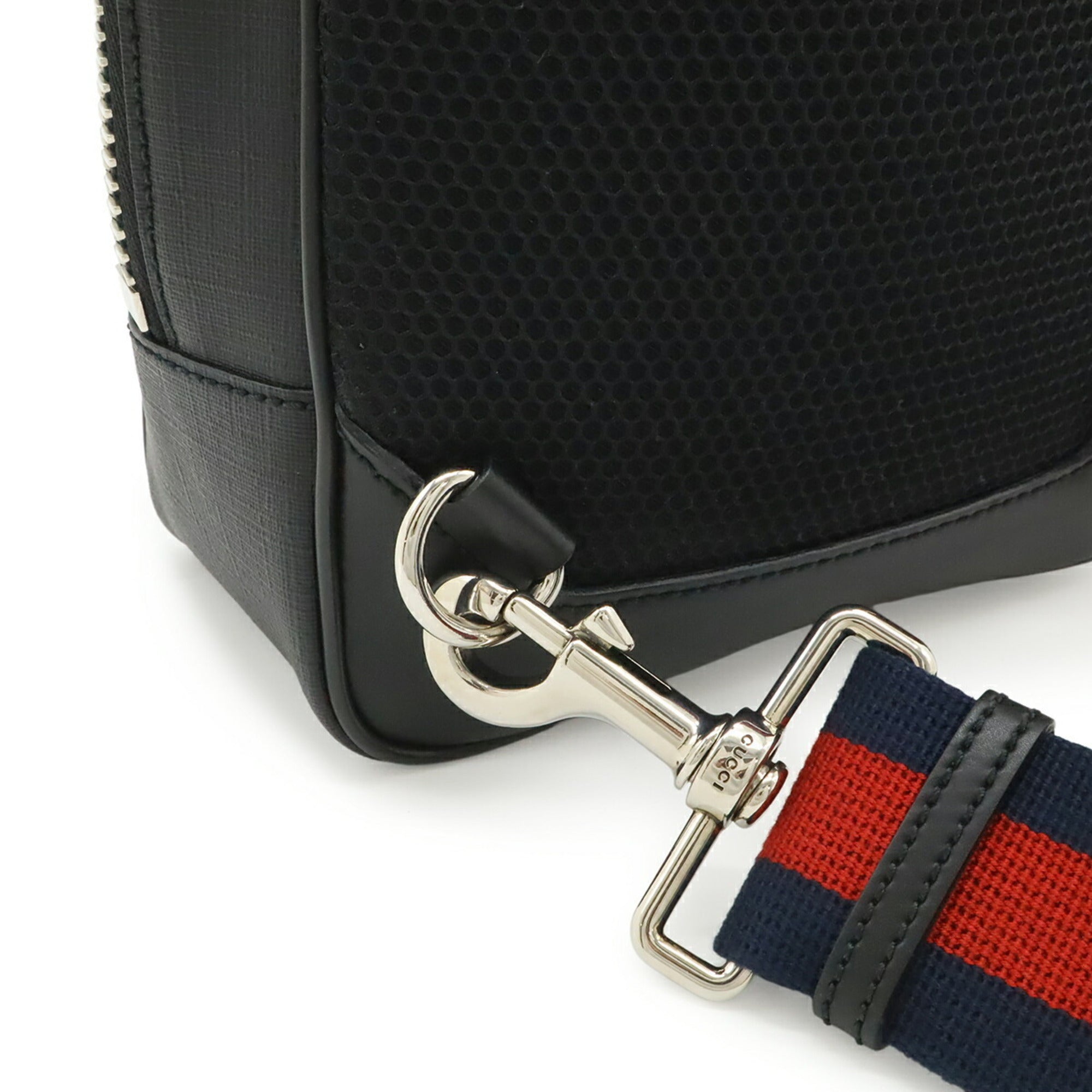 Gucci Black Gray Navy Red Color Gg Supreme Canvas Leather Shoulder Bag Sling Bag (Pre-Owned)