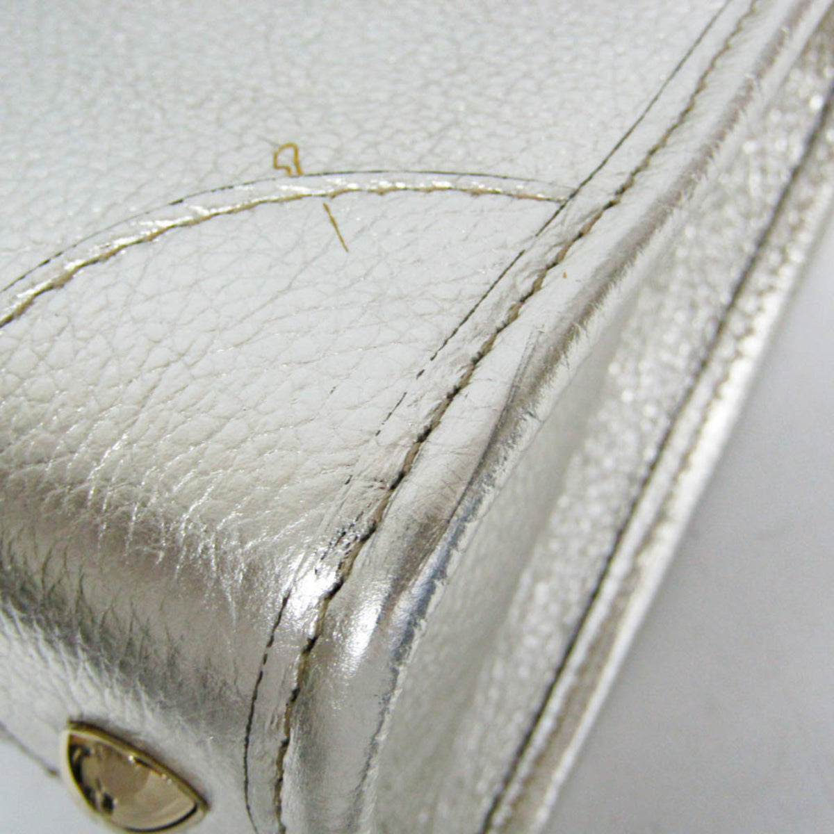 Salvatore Ferragamo Gancini Silver Leather Handbag Shoulder Bag (Pre-Owned)