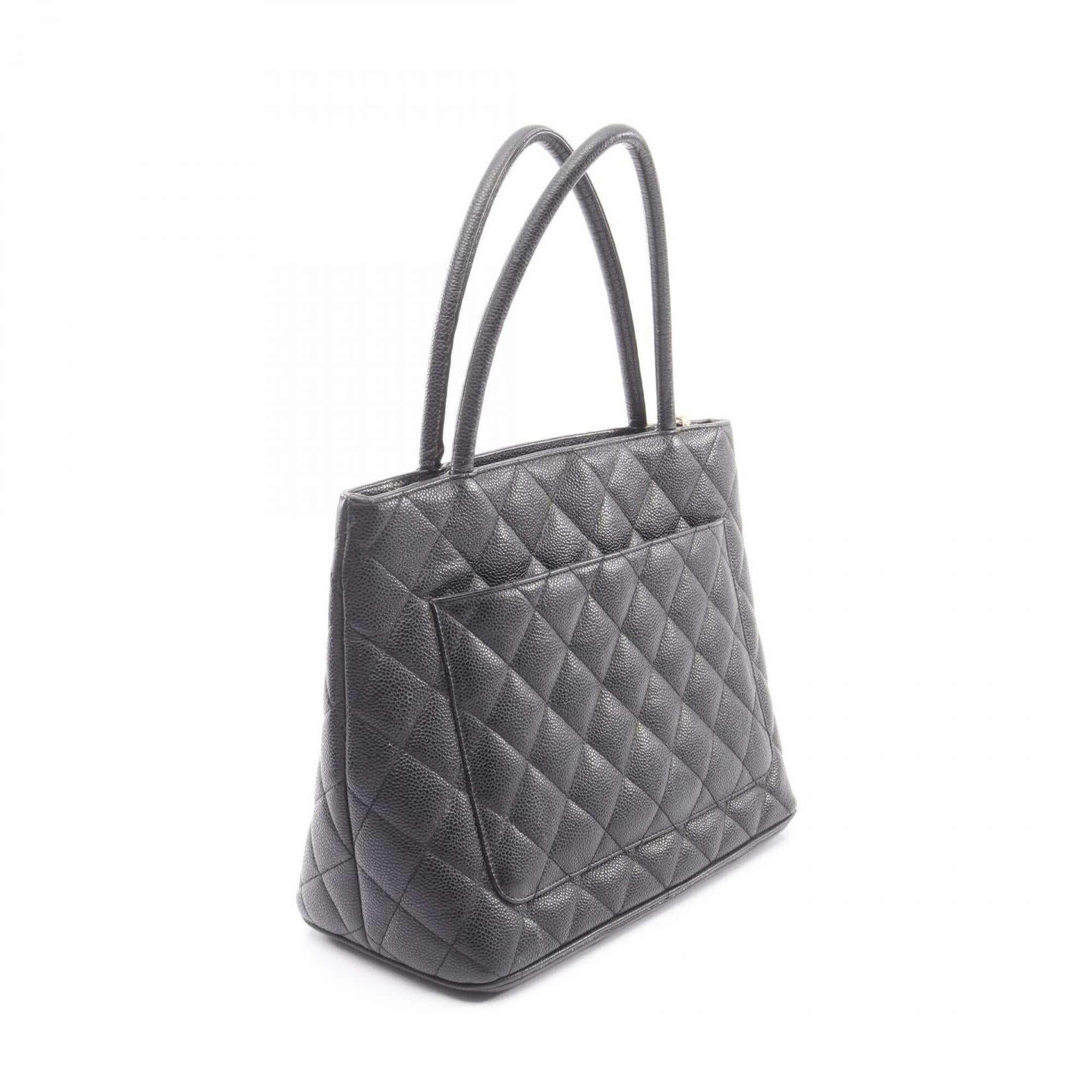 Chanel Black Grained Calfskin Handbag Tote Bag (Pre-Owned)