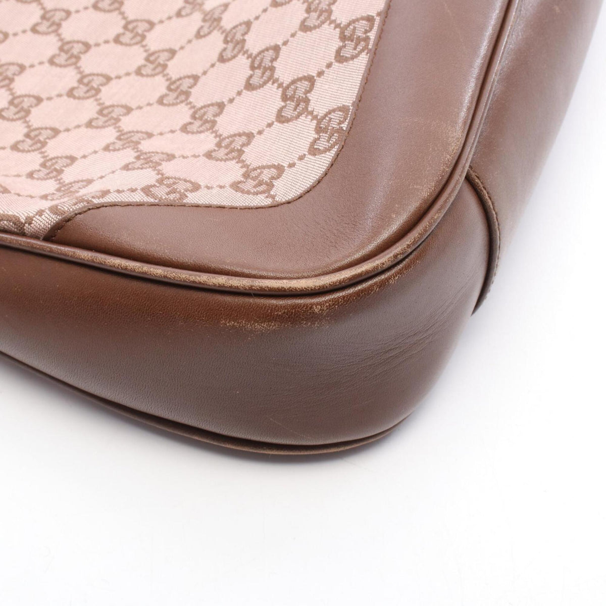 Gucci Brown Pink Canvas Leather Handbag (Pre-Owned)