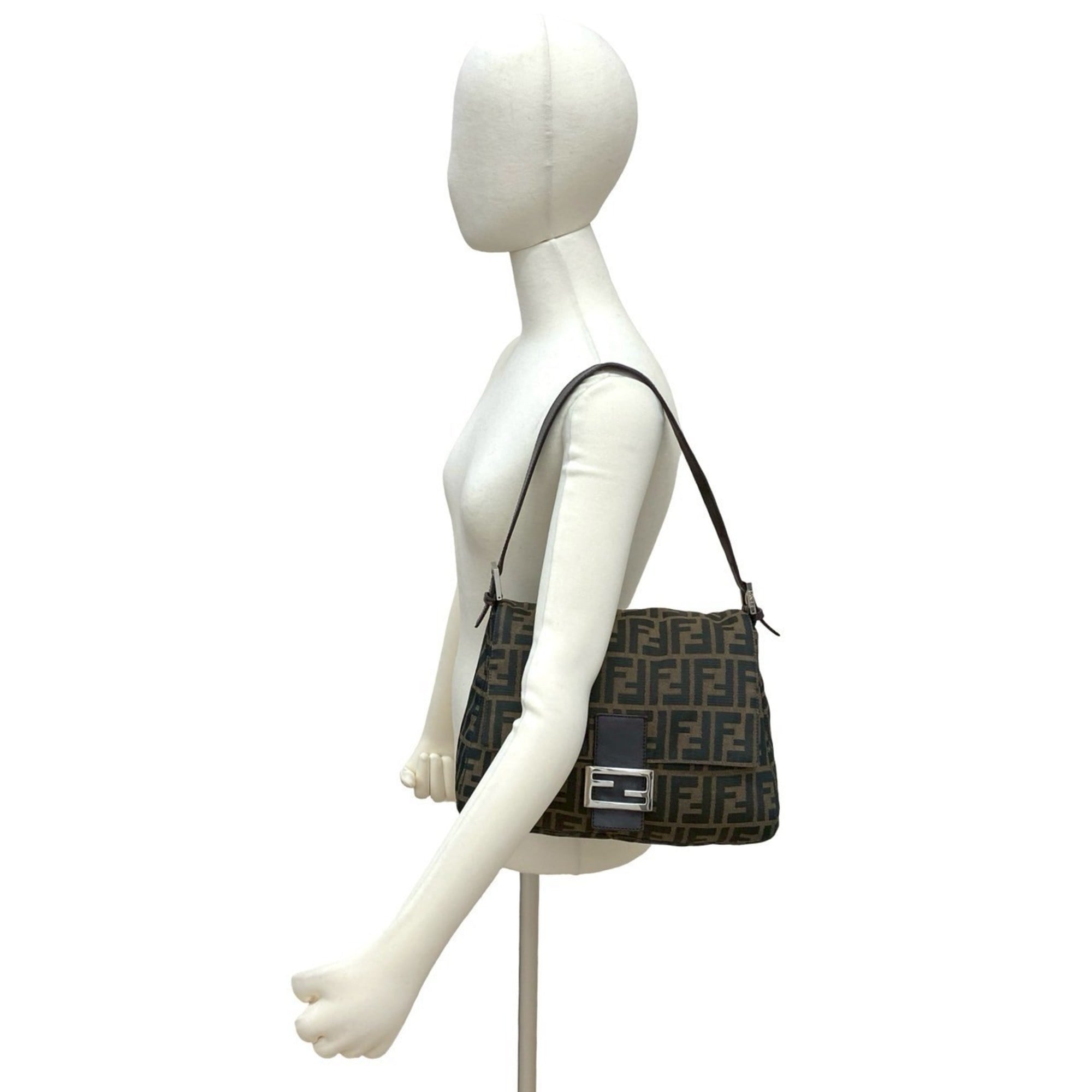 Fendi Brown Canvas Leather Handbag Shoulder Bag (Pre-Owned)