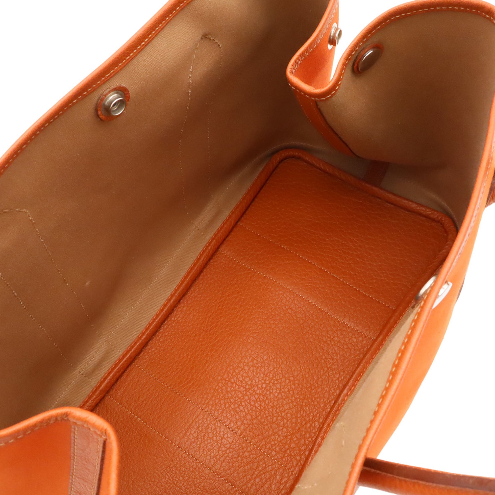 Hermes Garden Potiron Toile Officier Buffalo Leather Handbag Tote Bag (Pre-Owned)