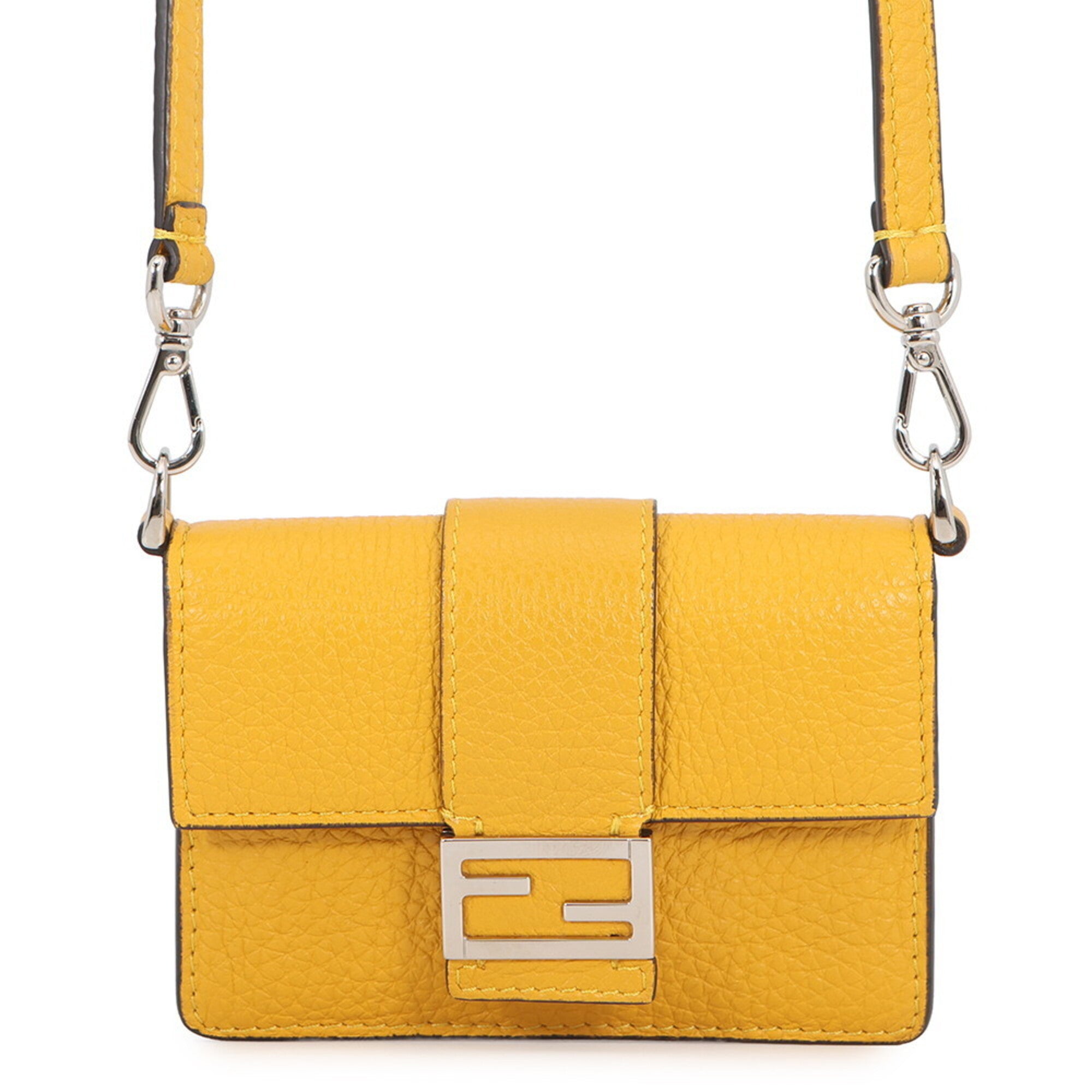 Fendi Yellow Leather Handbag Pochette Shoulder Bag (Pre-Owned)